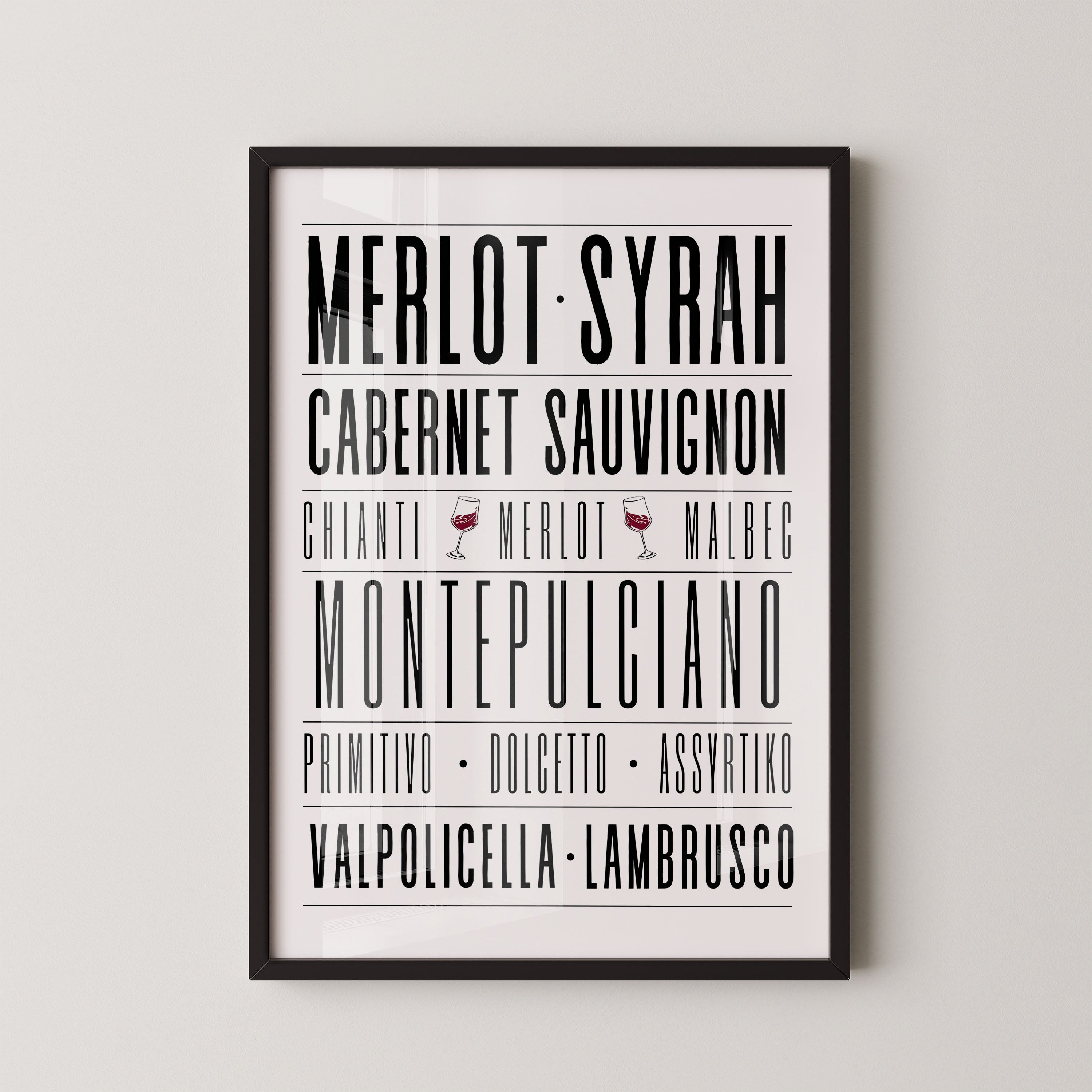 Wine Varieties Typography Chart