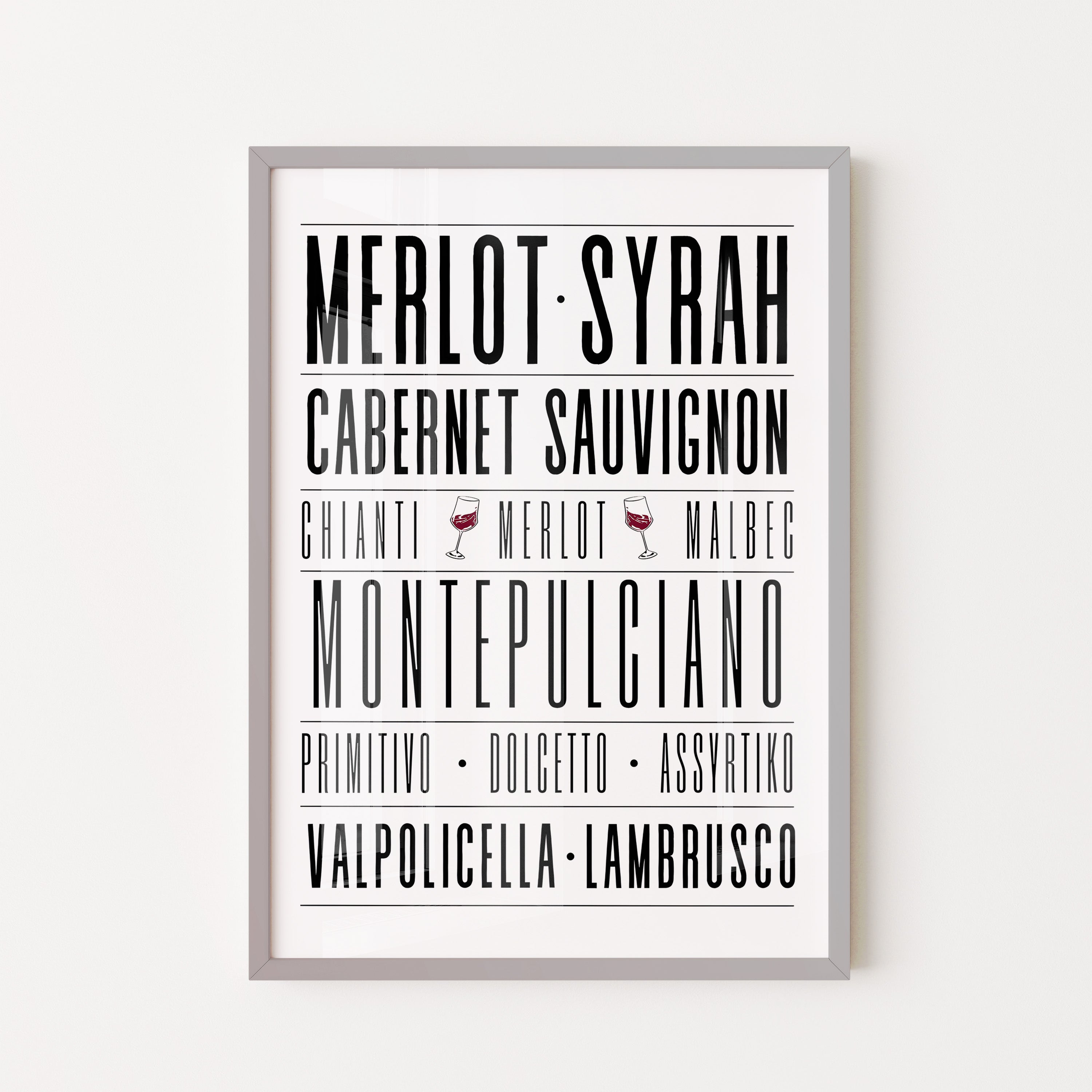 Wine Varieties Typography Chart