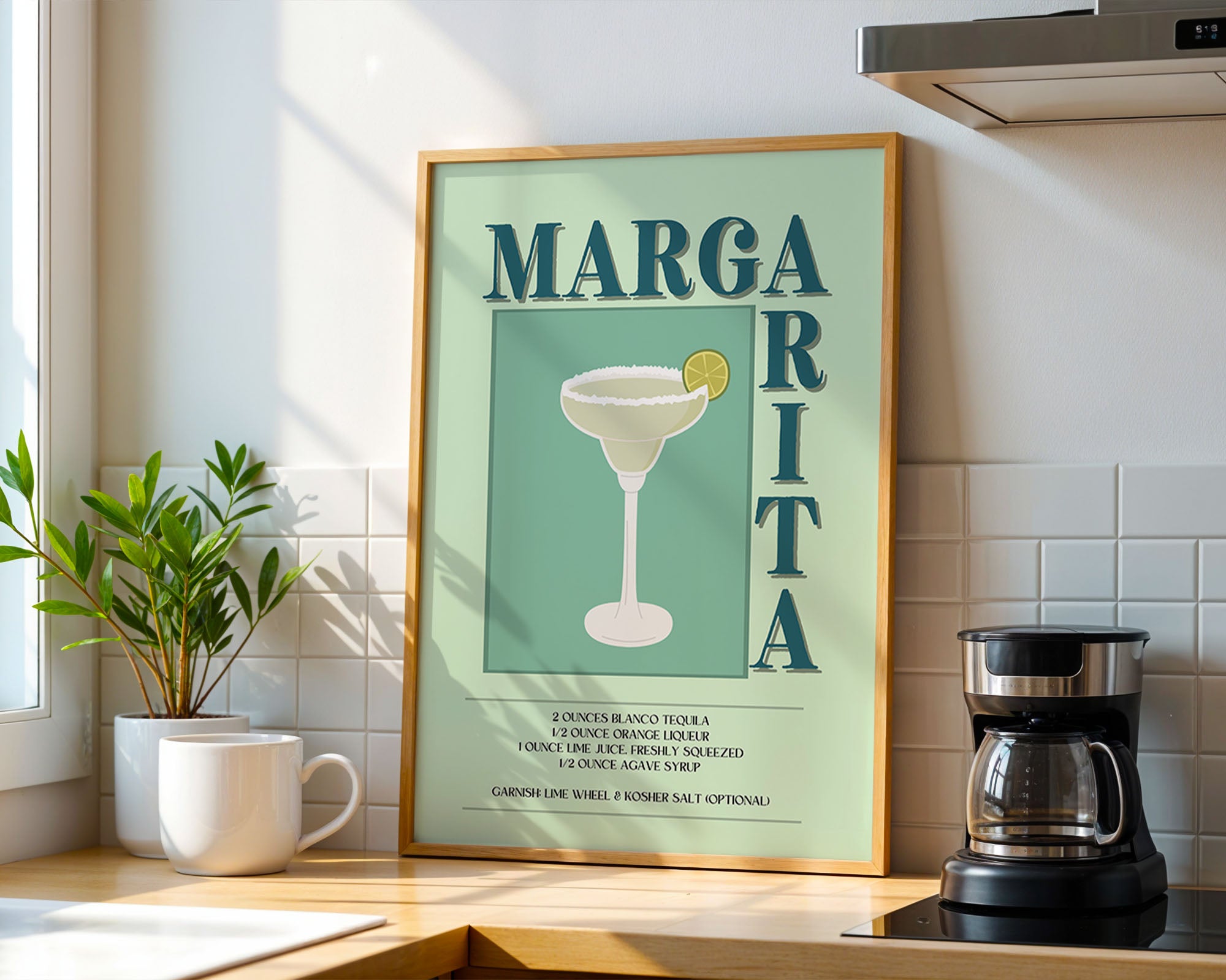 Margarita Cocktail Recipe Minimal Art