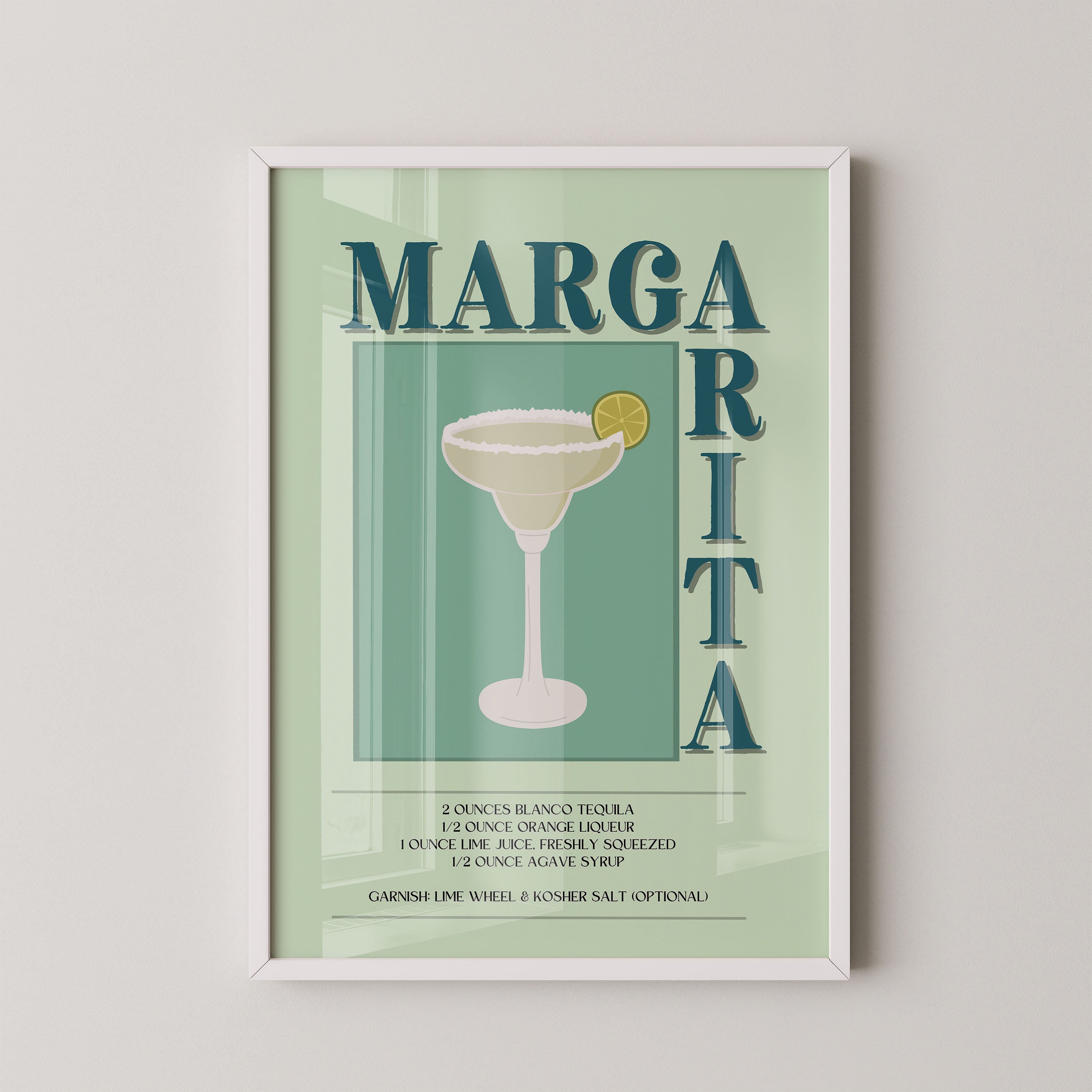Margarita Cocktail Recipe Minimal Art