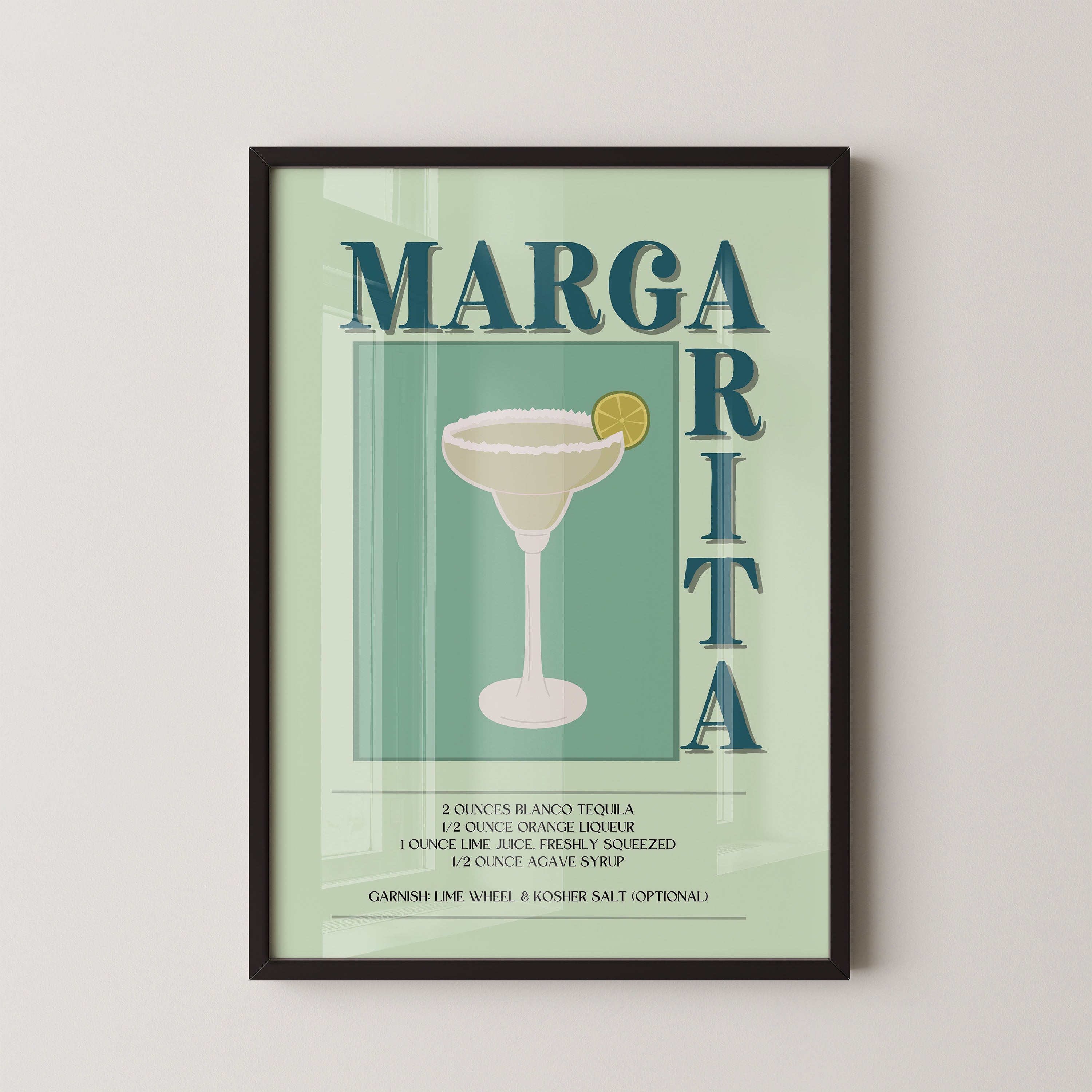 Margarita Cocktail Recipe Minimal Art