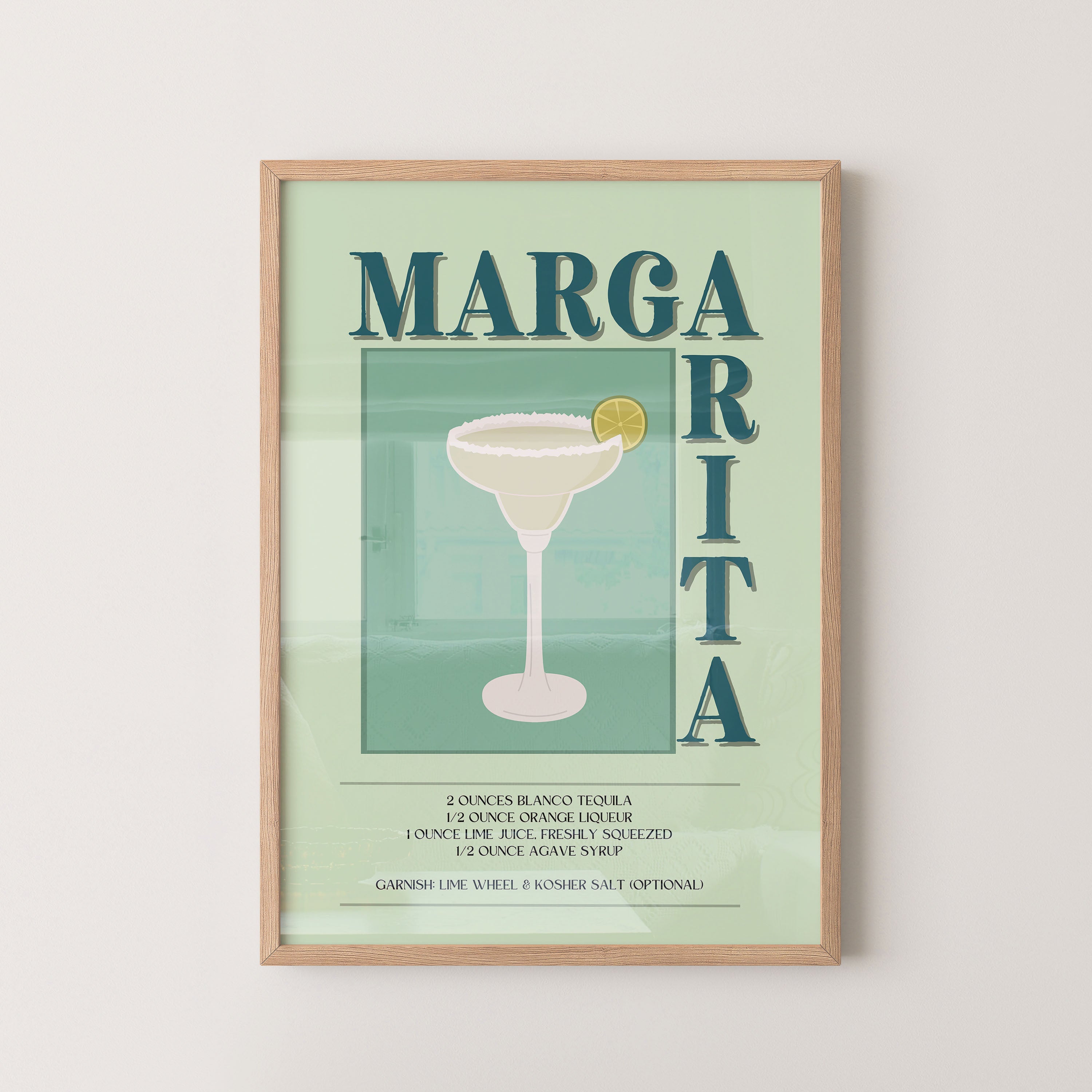 Margarita Cocktail Recipe Minimal Art