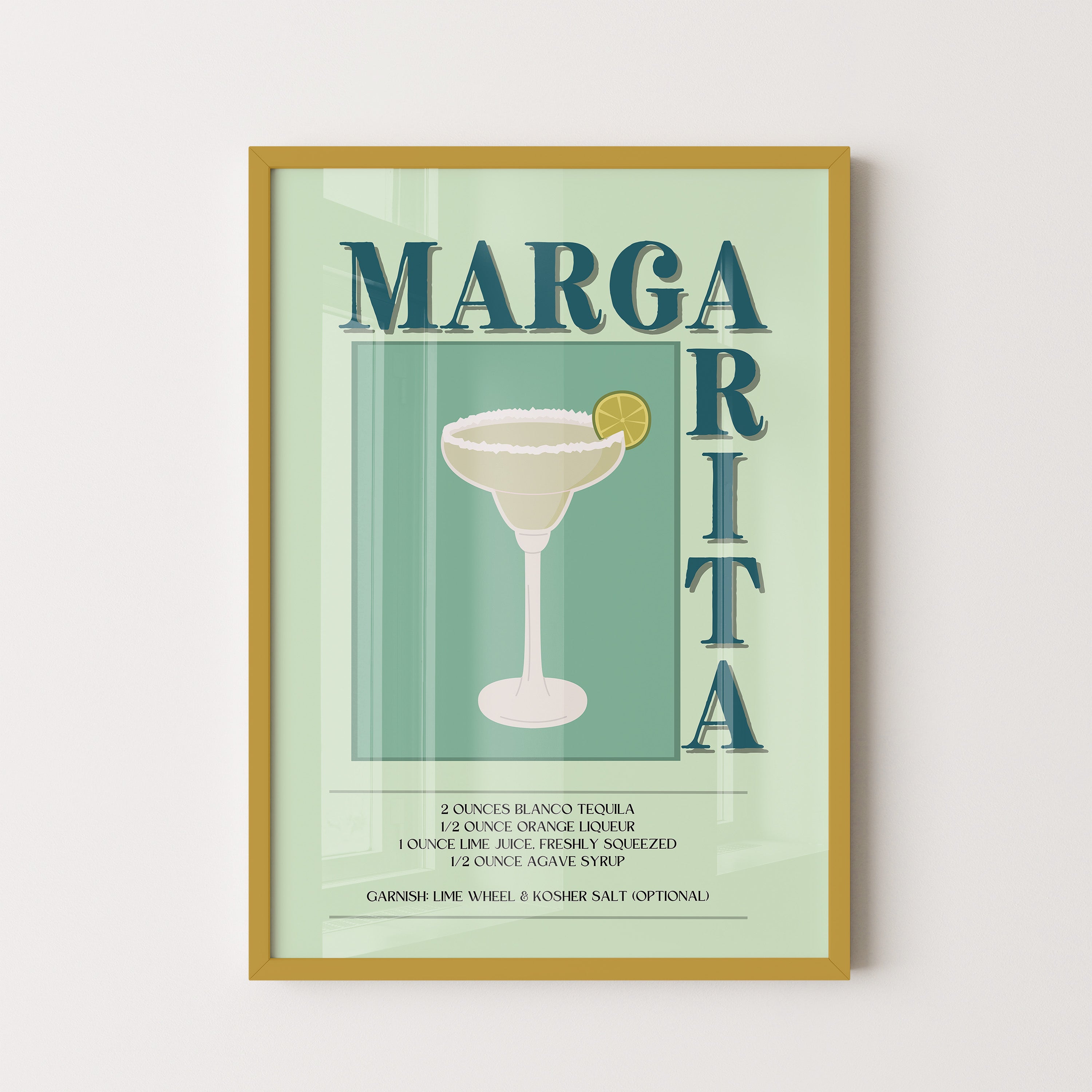 Margarita Cocktail Recipe Minimal Art