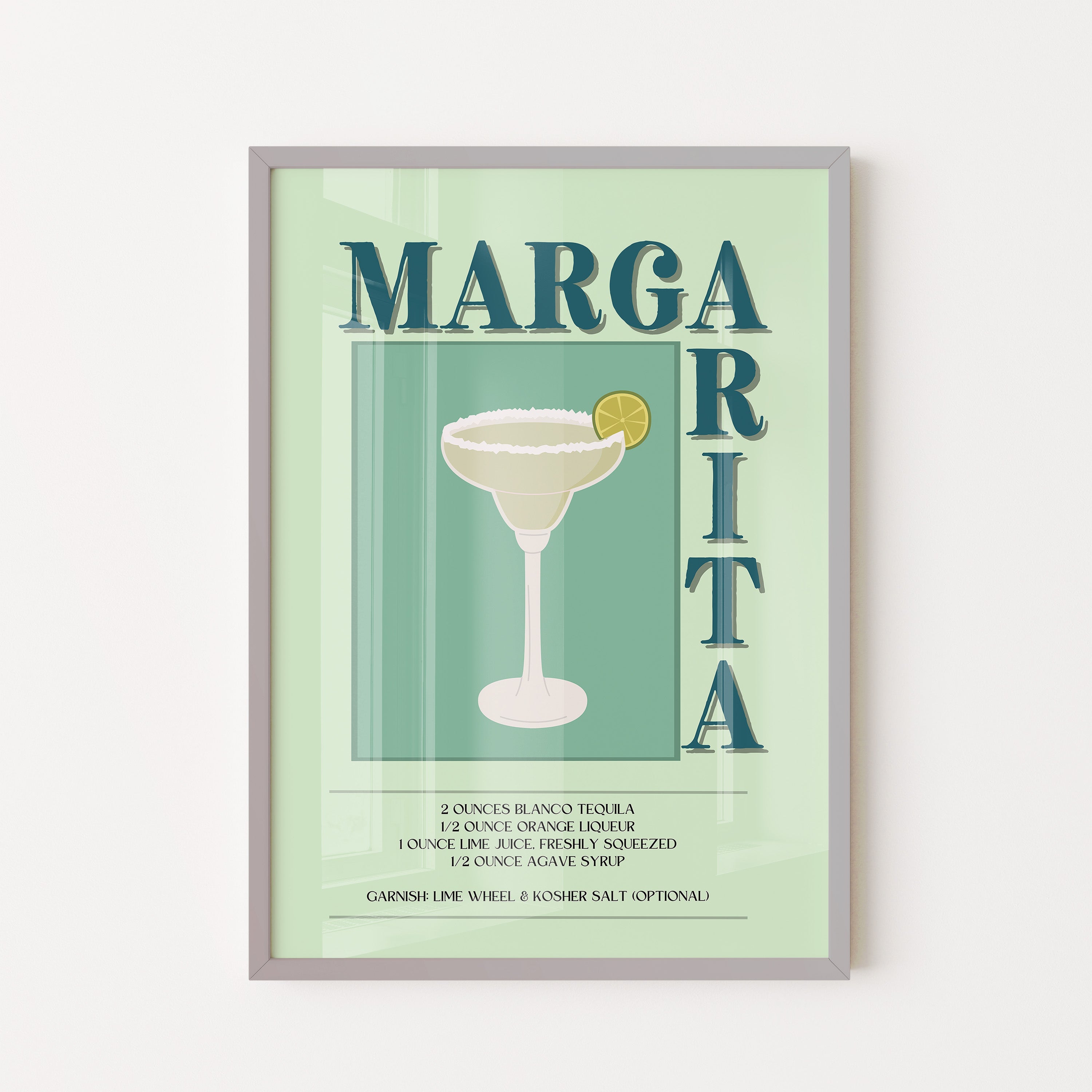 Margarita Cocktail Recipe Minimal Art