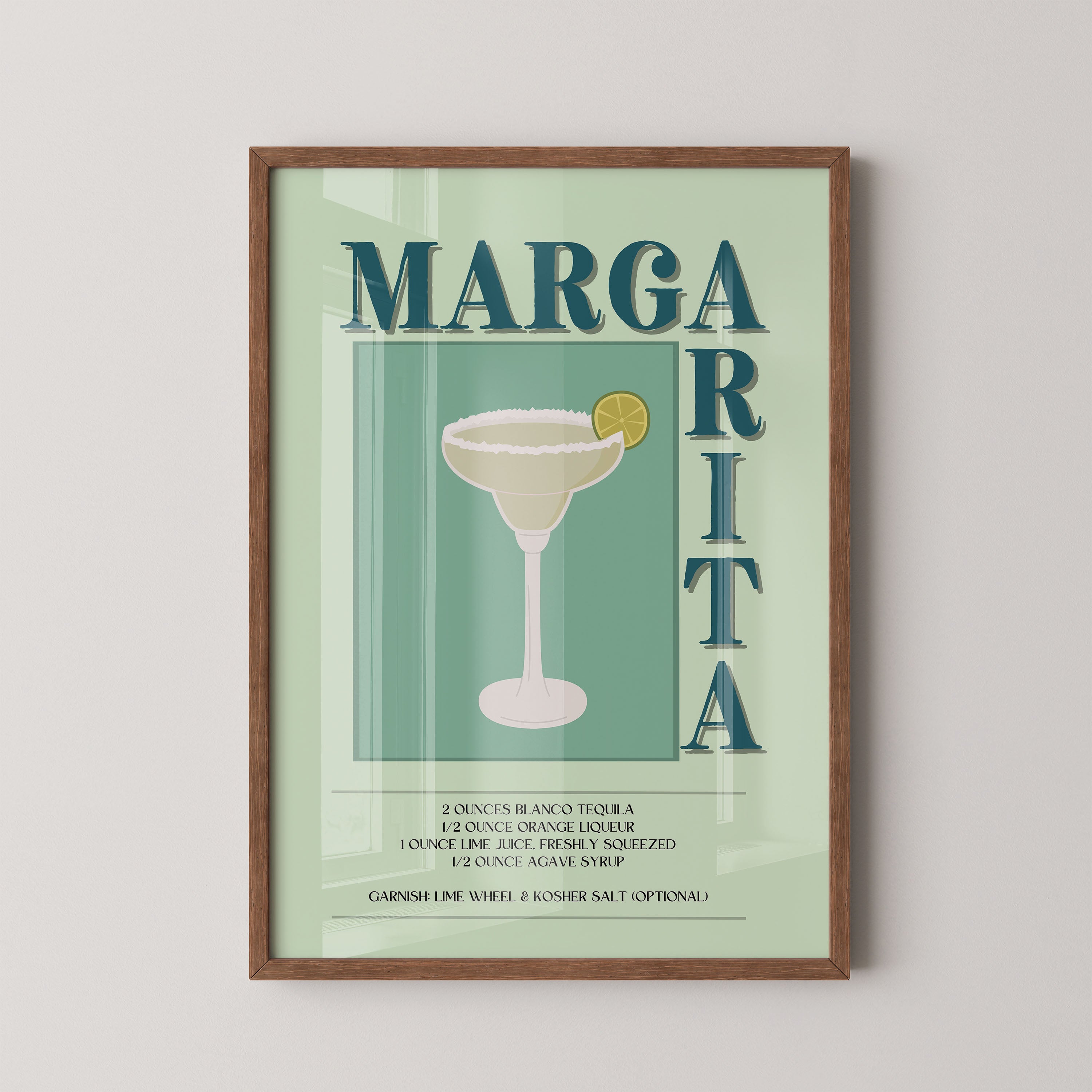 Margarita Cocktail Recipe Minimal Art