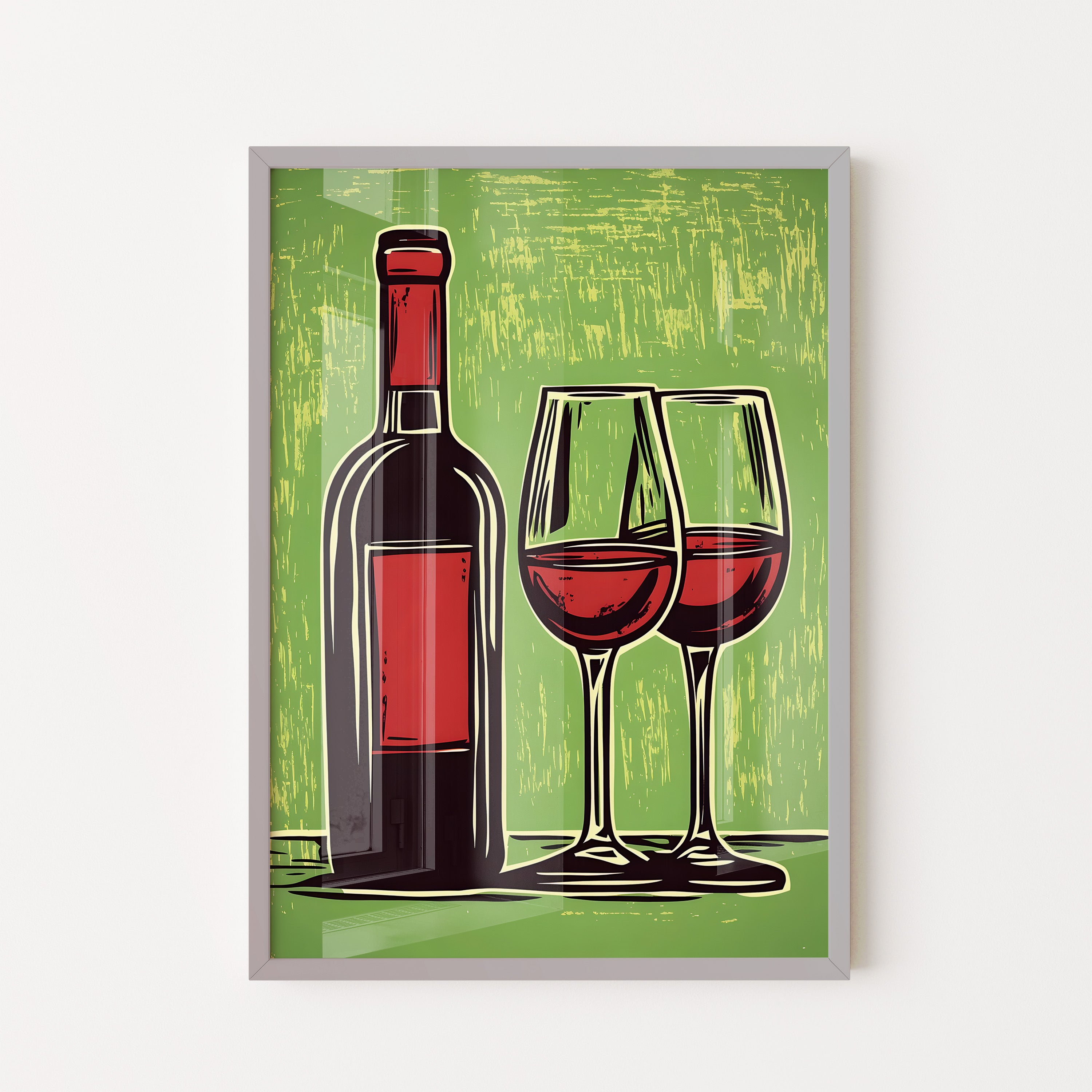 Vintage Red Wine Bottle And Glasses