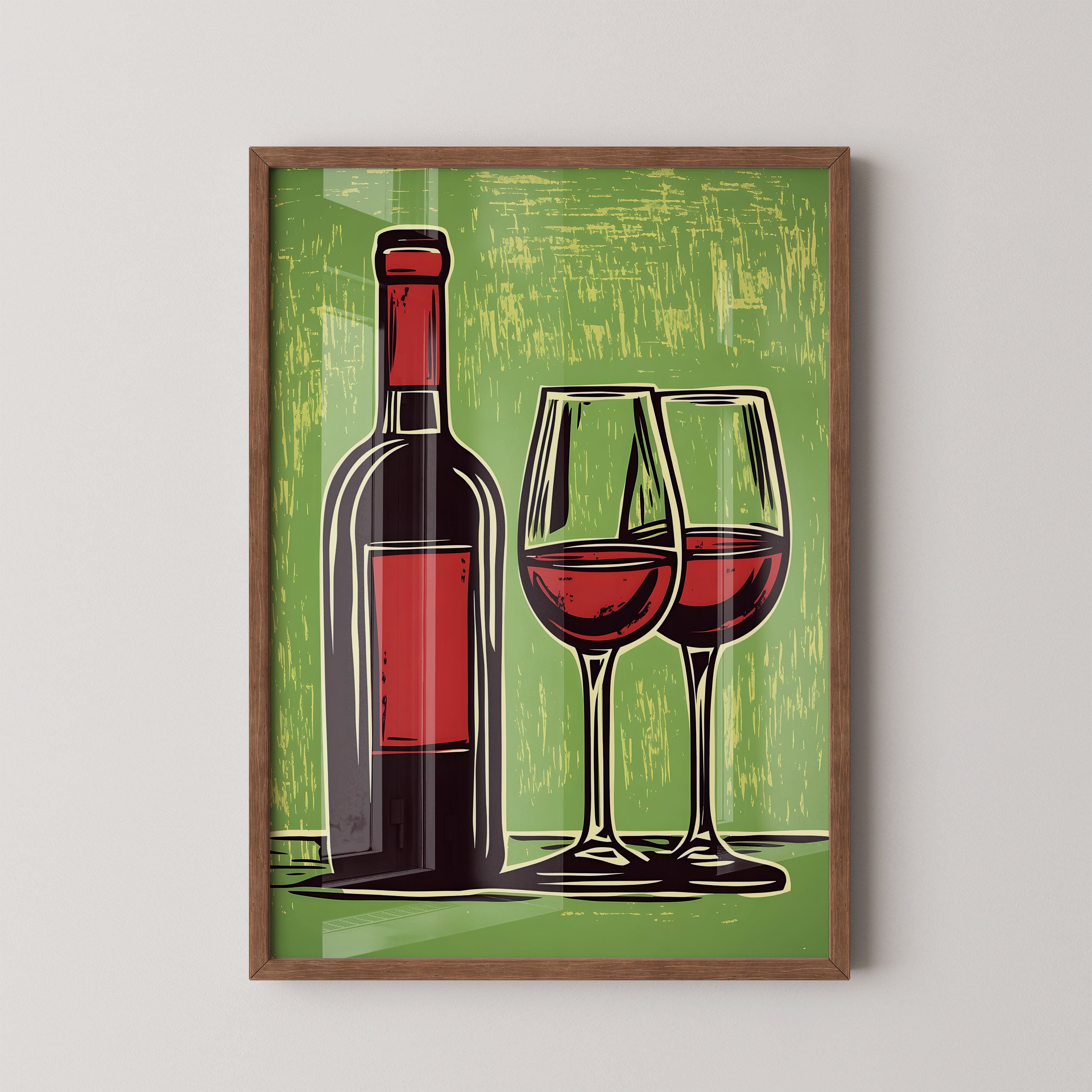 Vintage Red Wine Bottle And Glasses