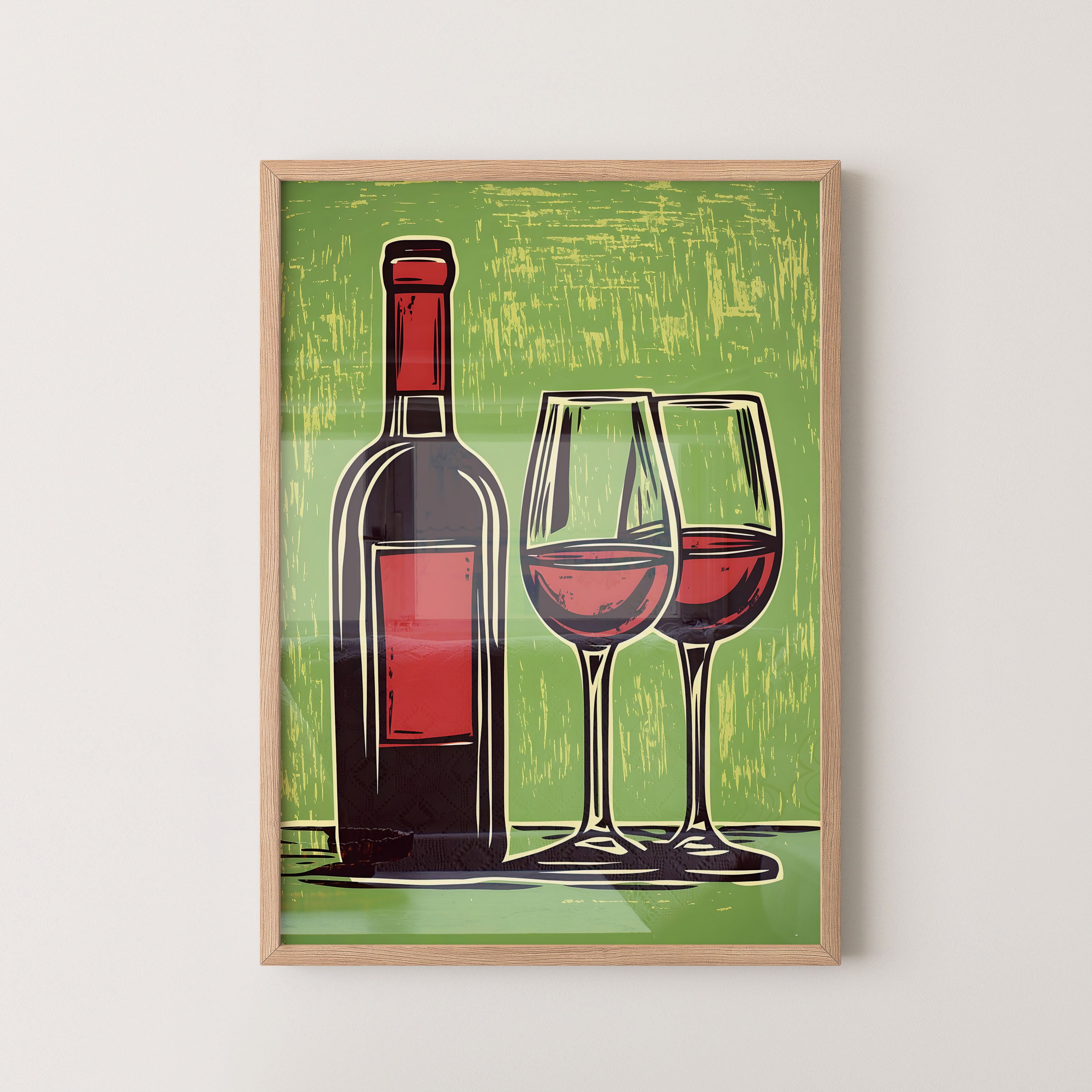 Vintage Red Wine Bottle And Glasses