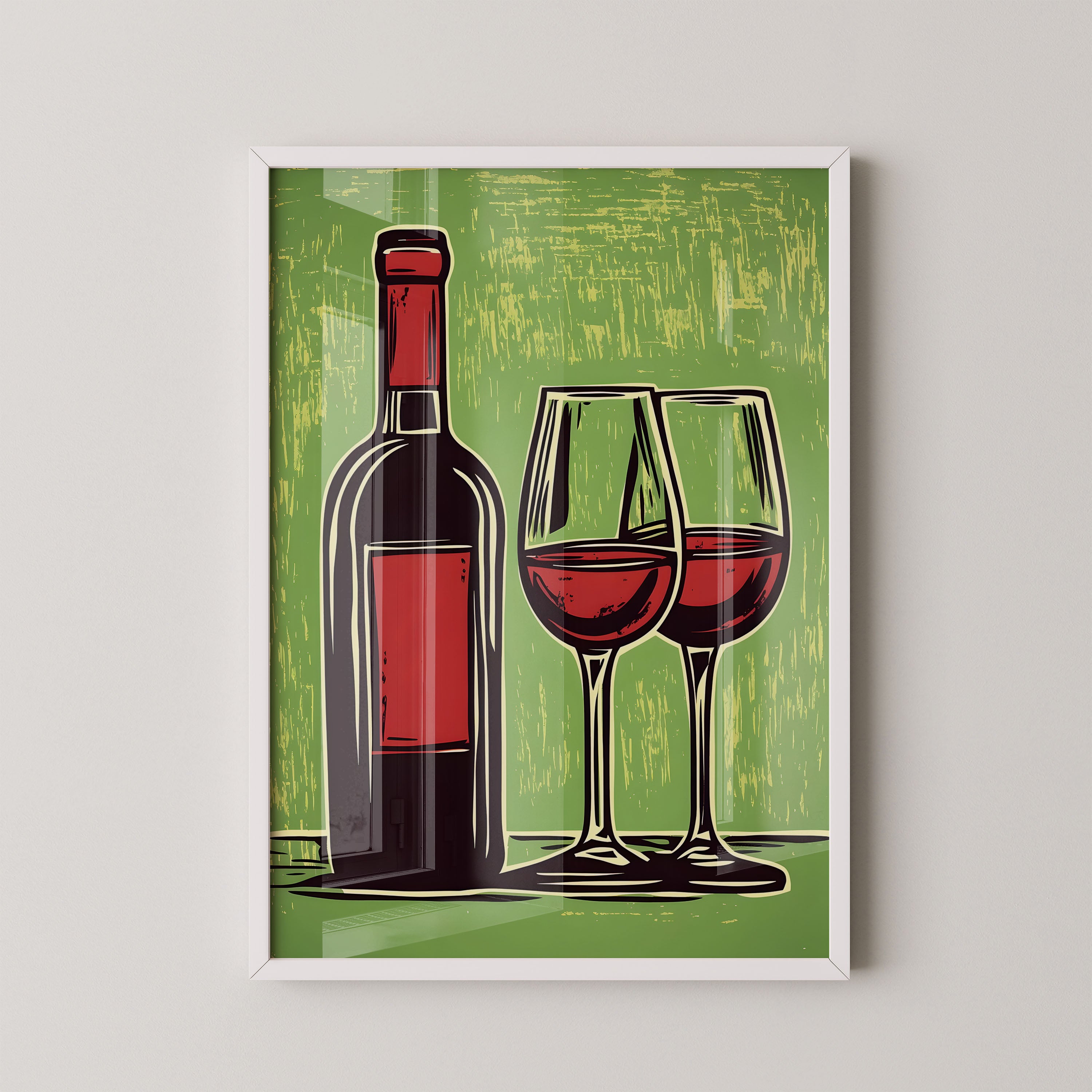 Vintage Red Wine Bottle And Glasses