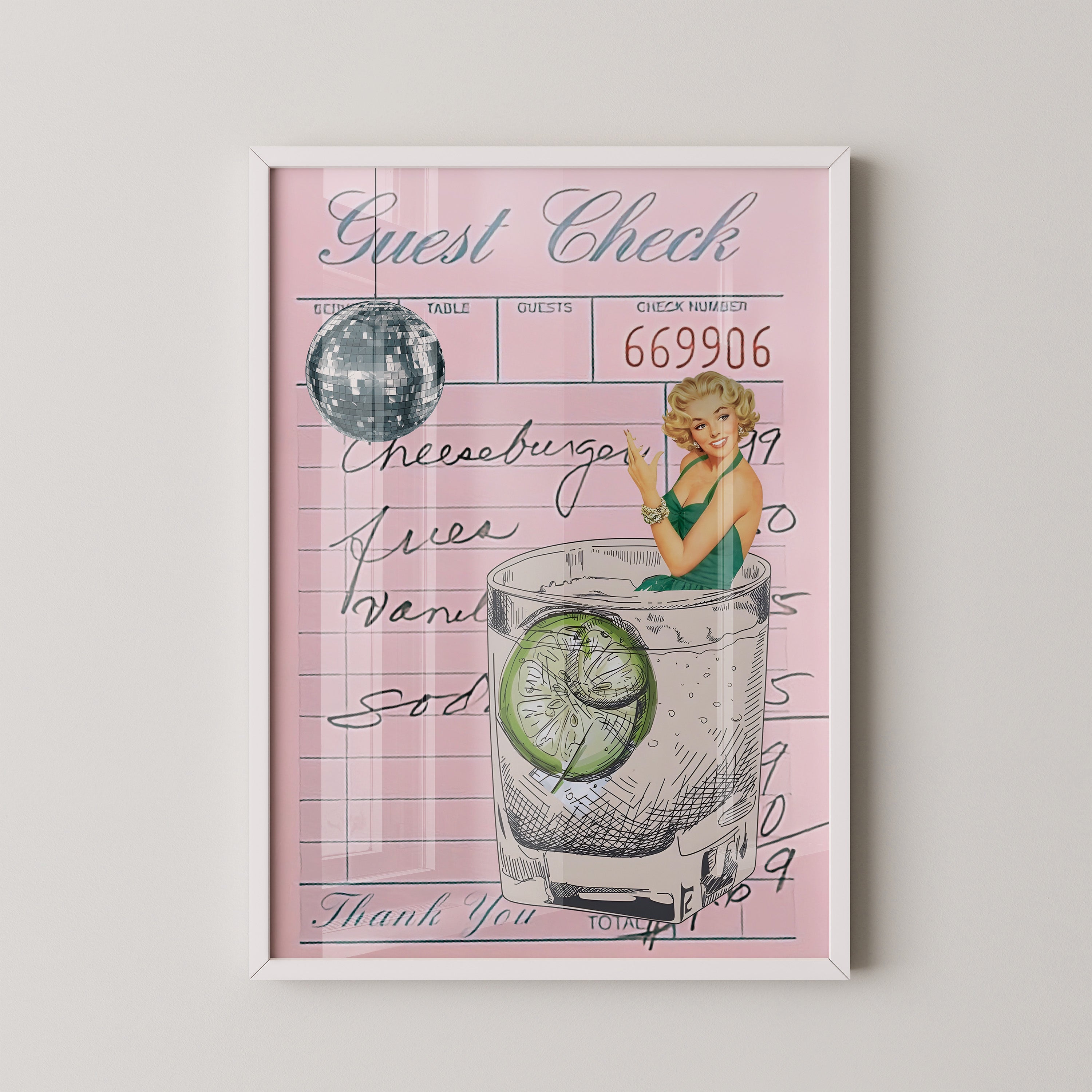 Retro Guest Check Cocktail Poster