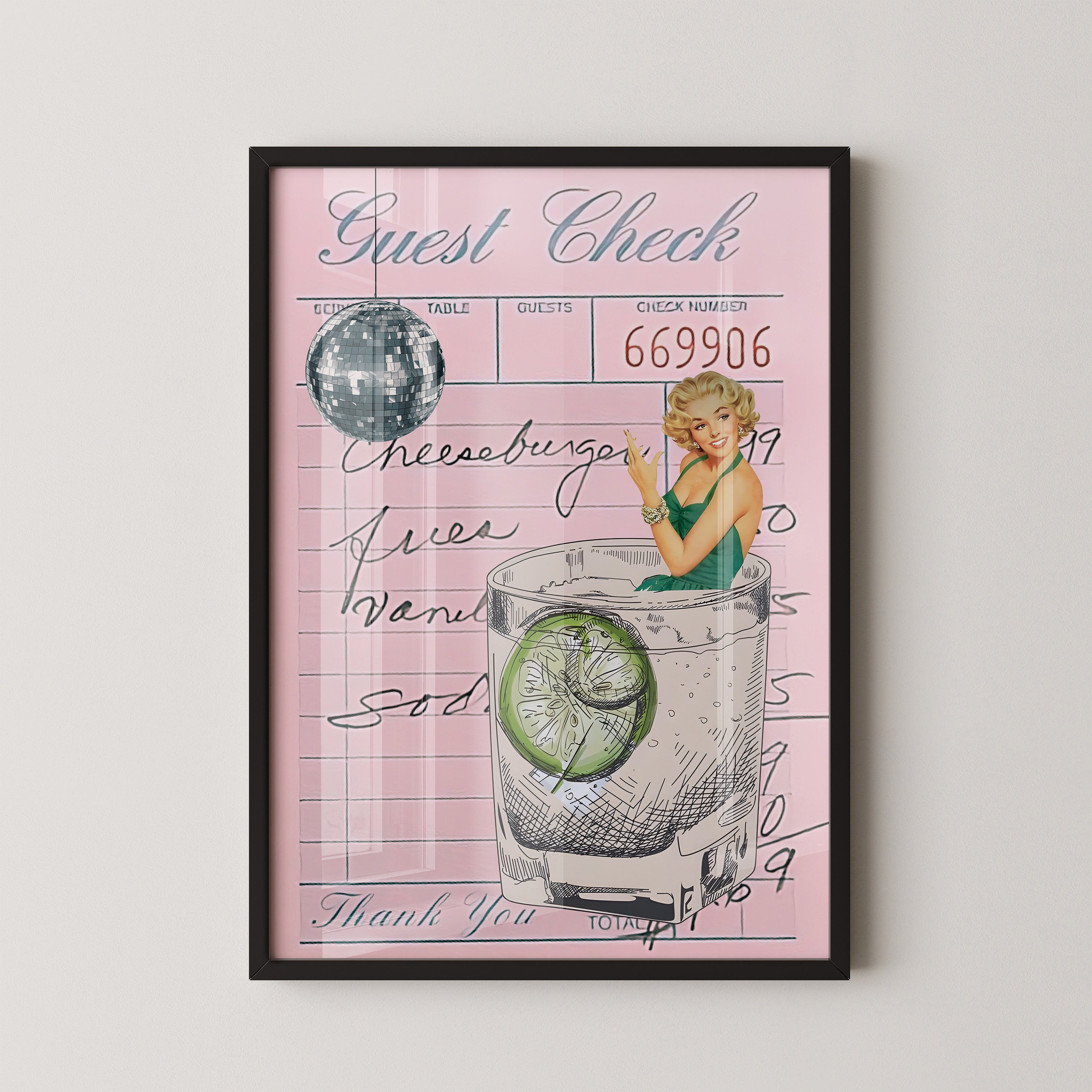 Retro Guest Check Cocktail Poster