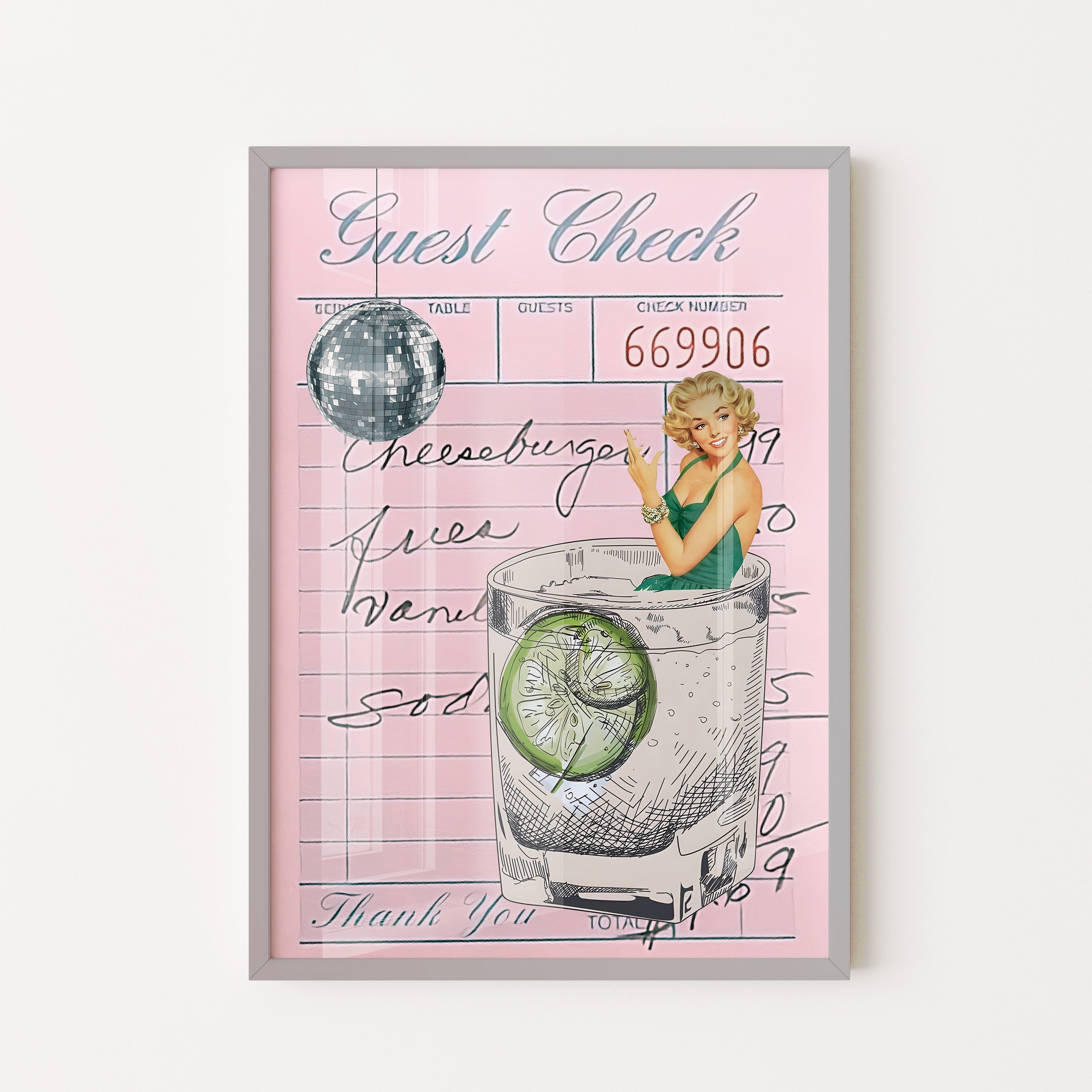 Retro Guest Check Cocktail Poster