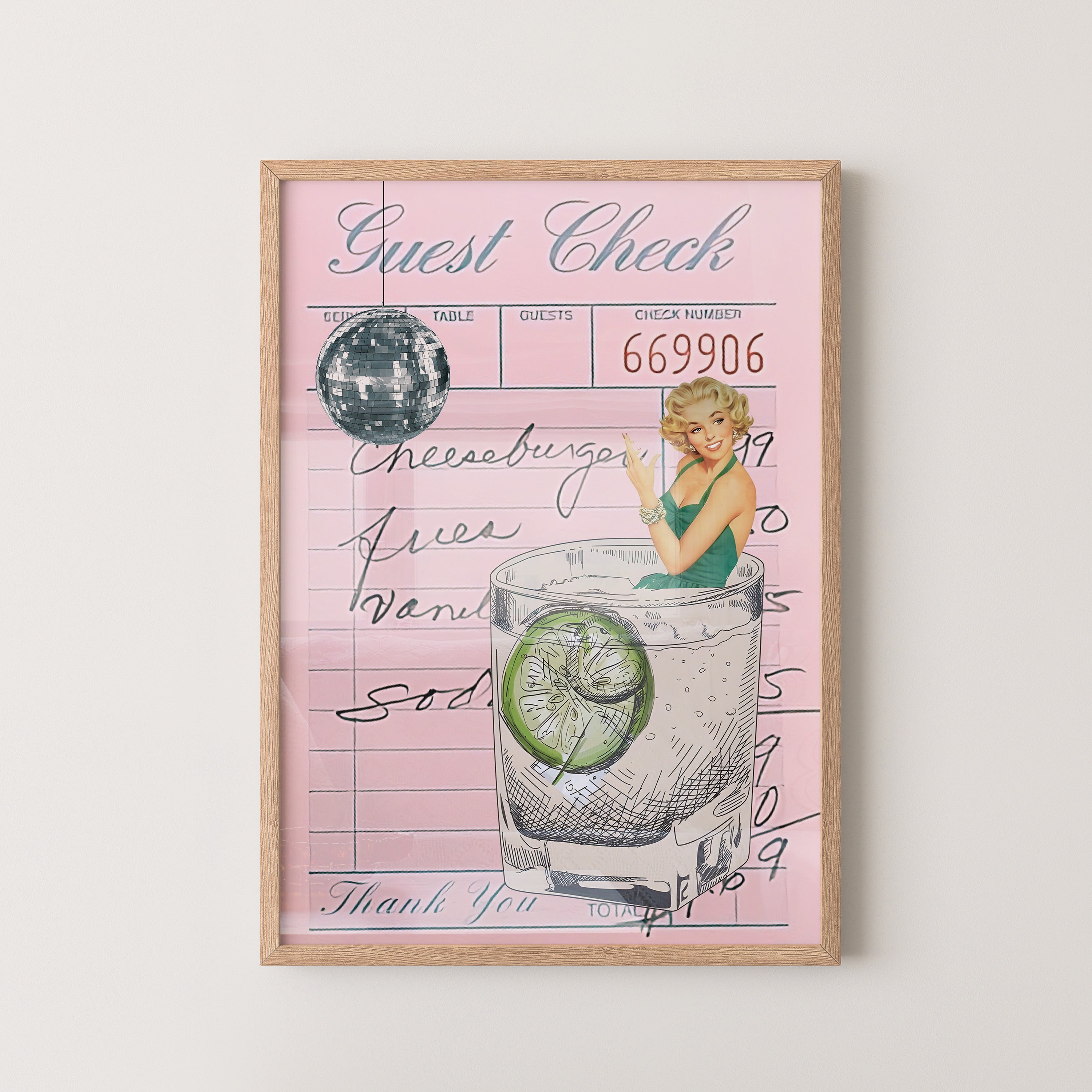 Retro Guest Check Cocktail Poster