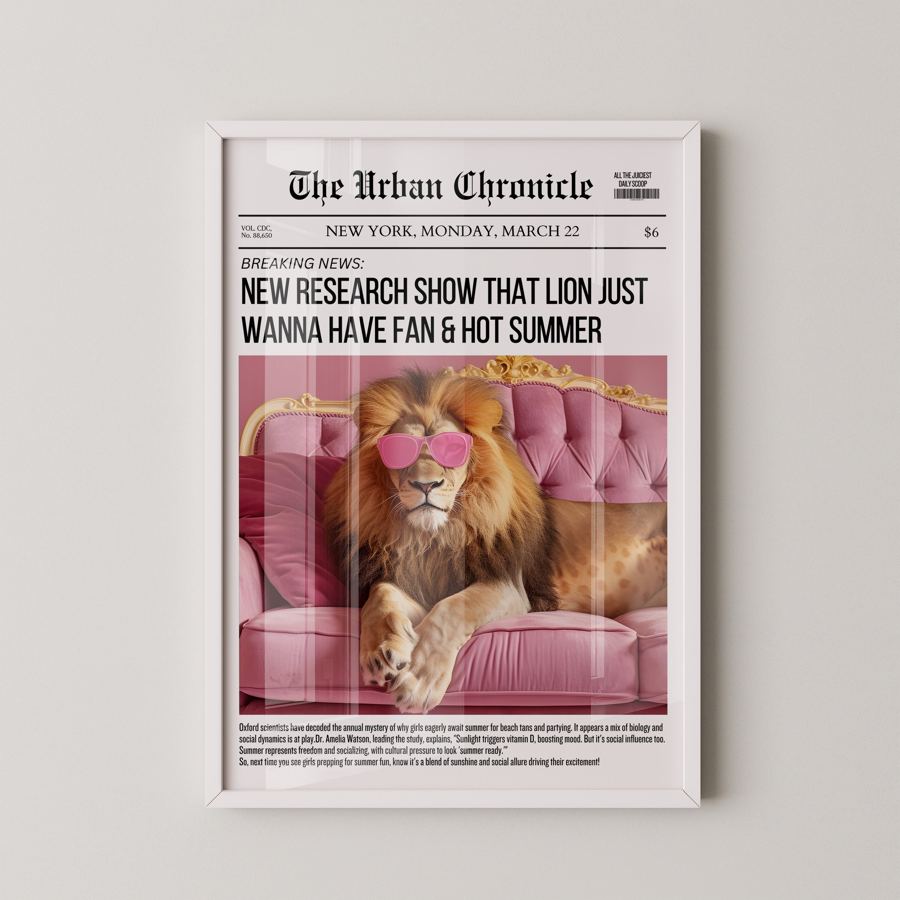 Cool Lion Newspaper Poster