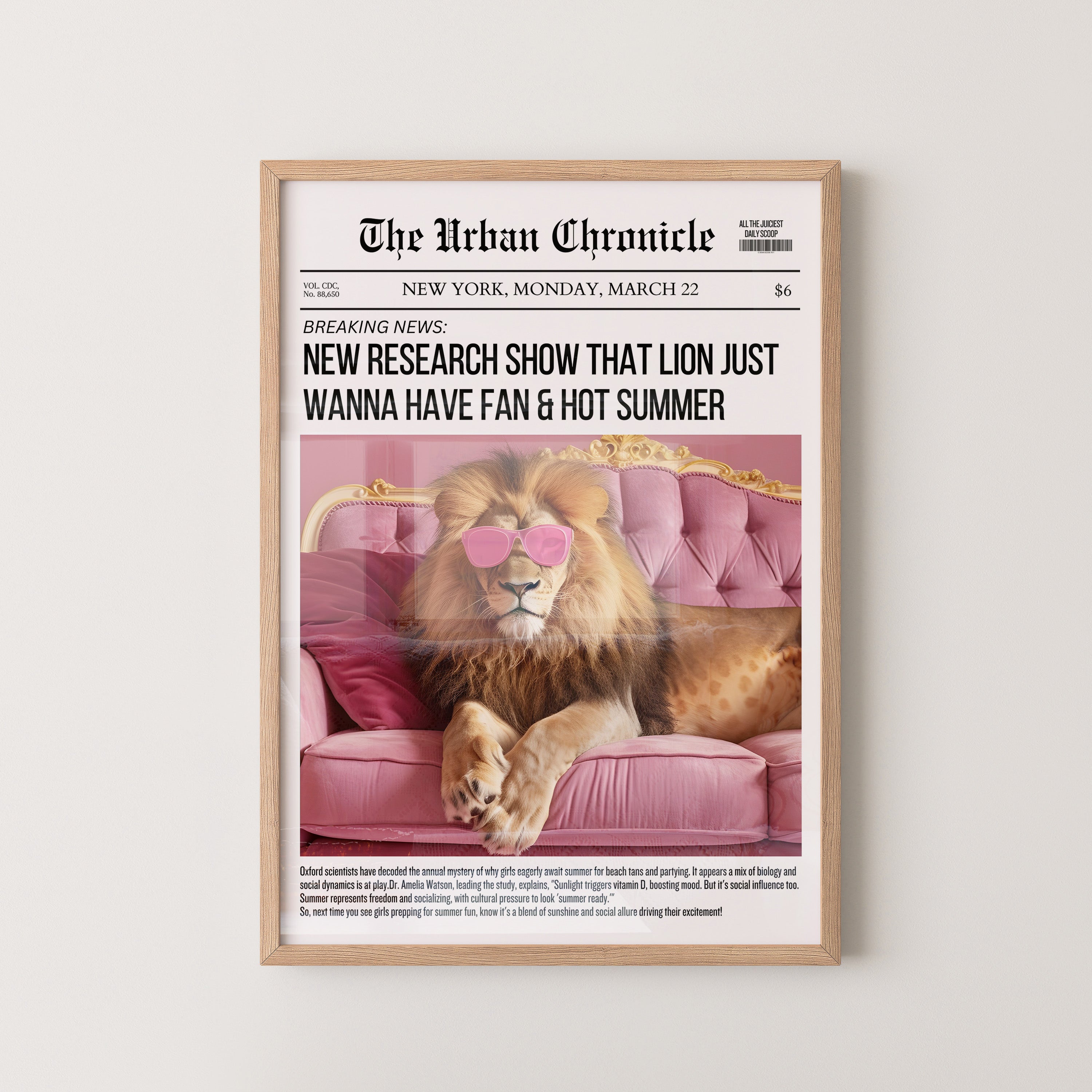 Cool Lion Newspaper Poster