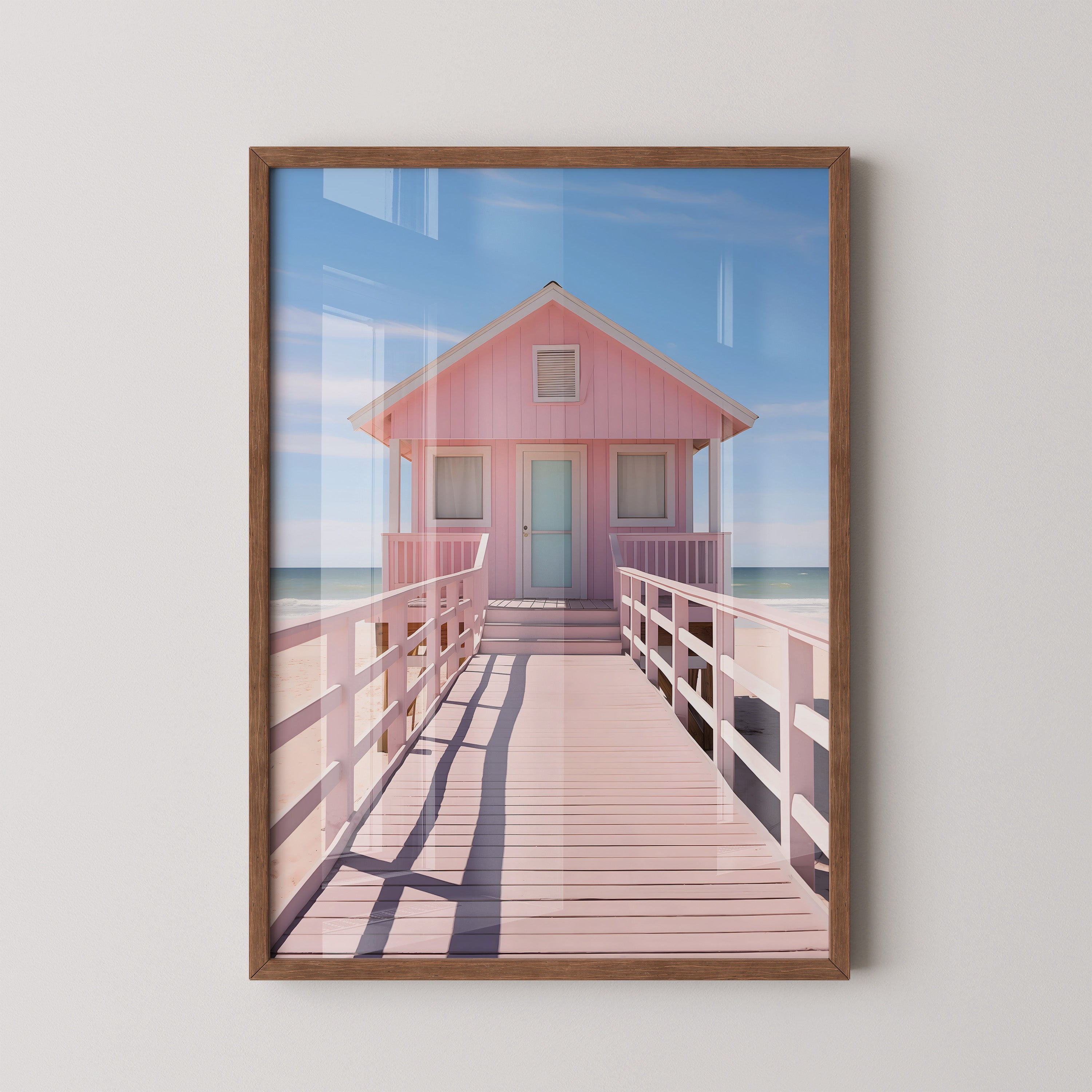 Pink Beach House – Coastal Wall Art