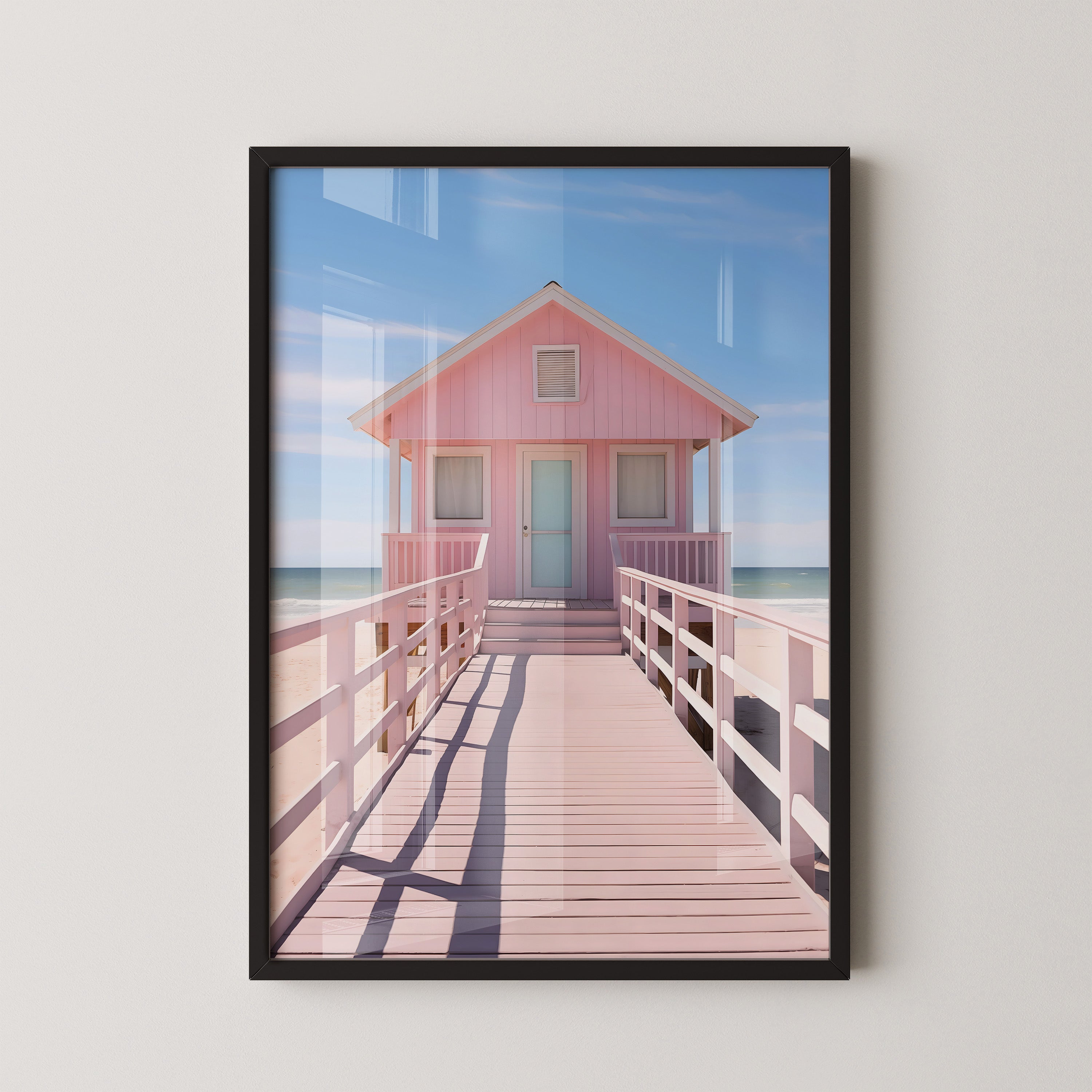 Pink Beach House – Coastal Wall Art