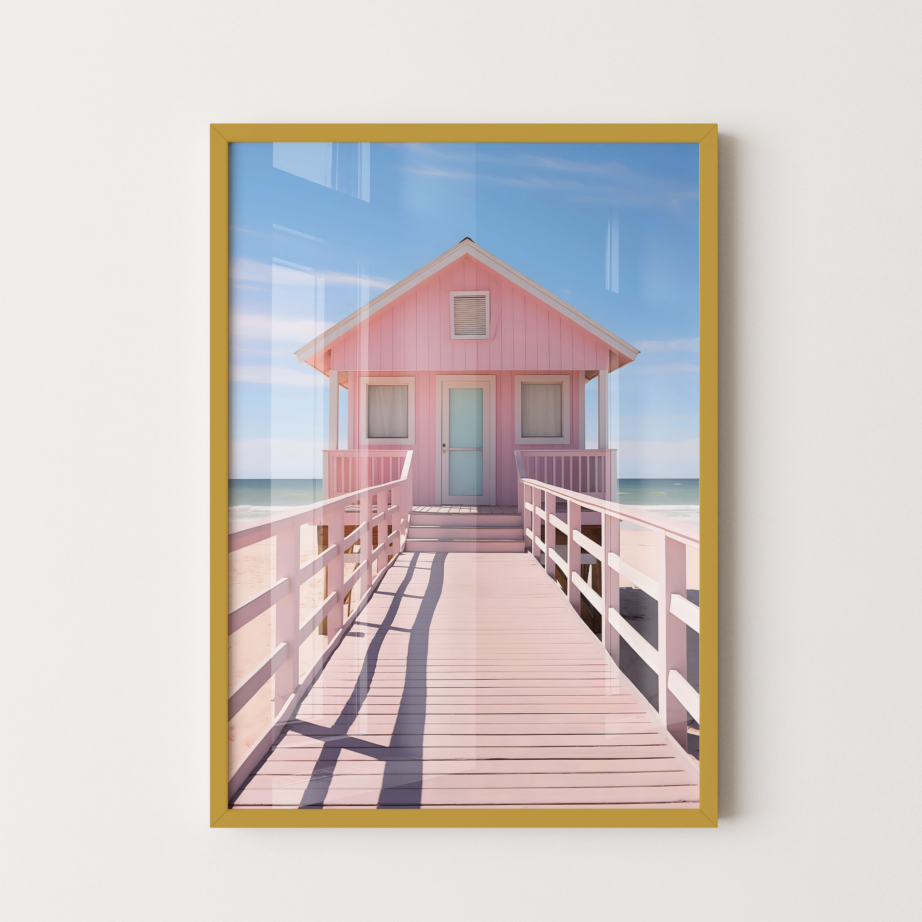 Pink Beach House – Coastal Wall Art