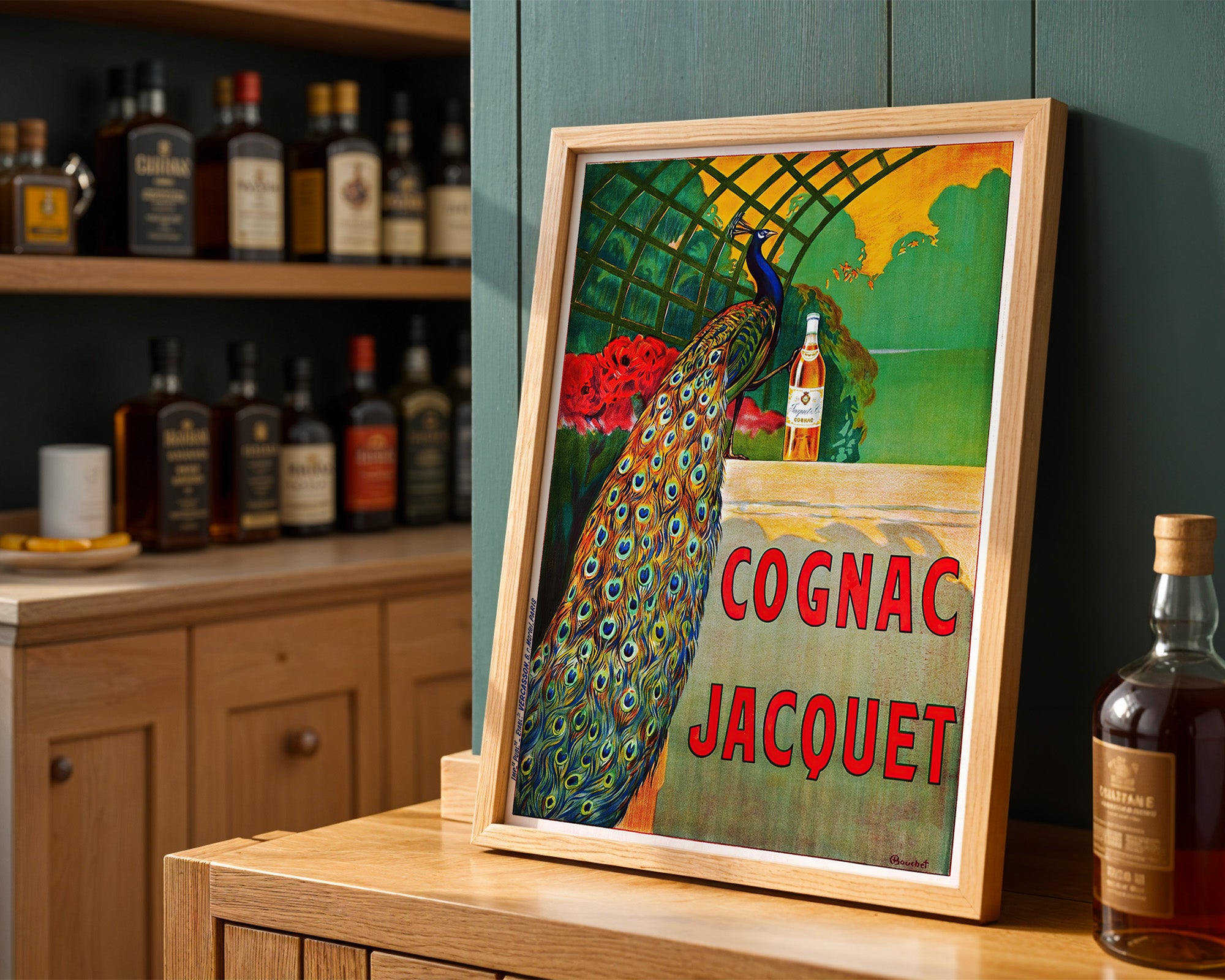 Cognac Jacquet – Vintage French Peacock Wall Art