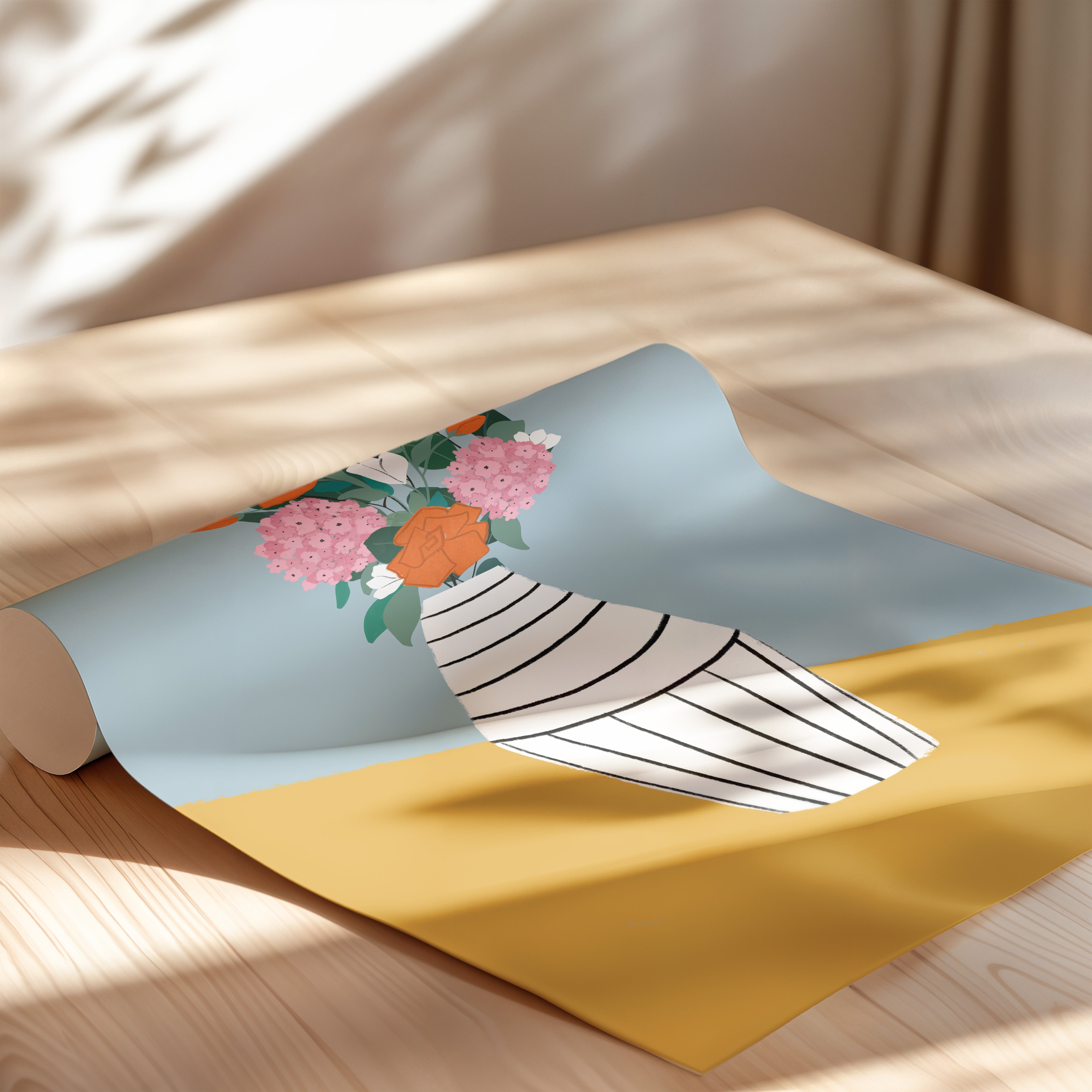 Modern Floral Vase - Minimalist Botanical Wall Art