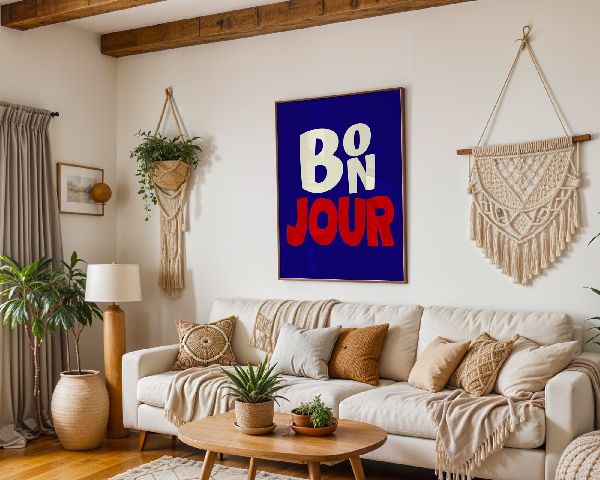Bonjour Typography - French Pop Art Wall Decor