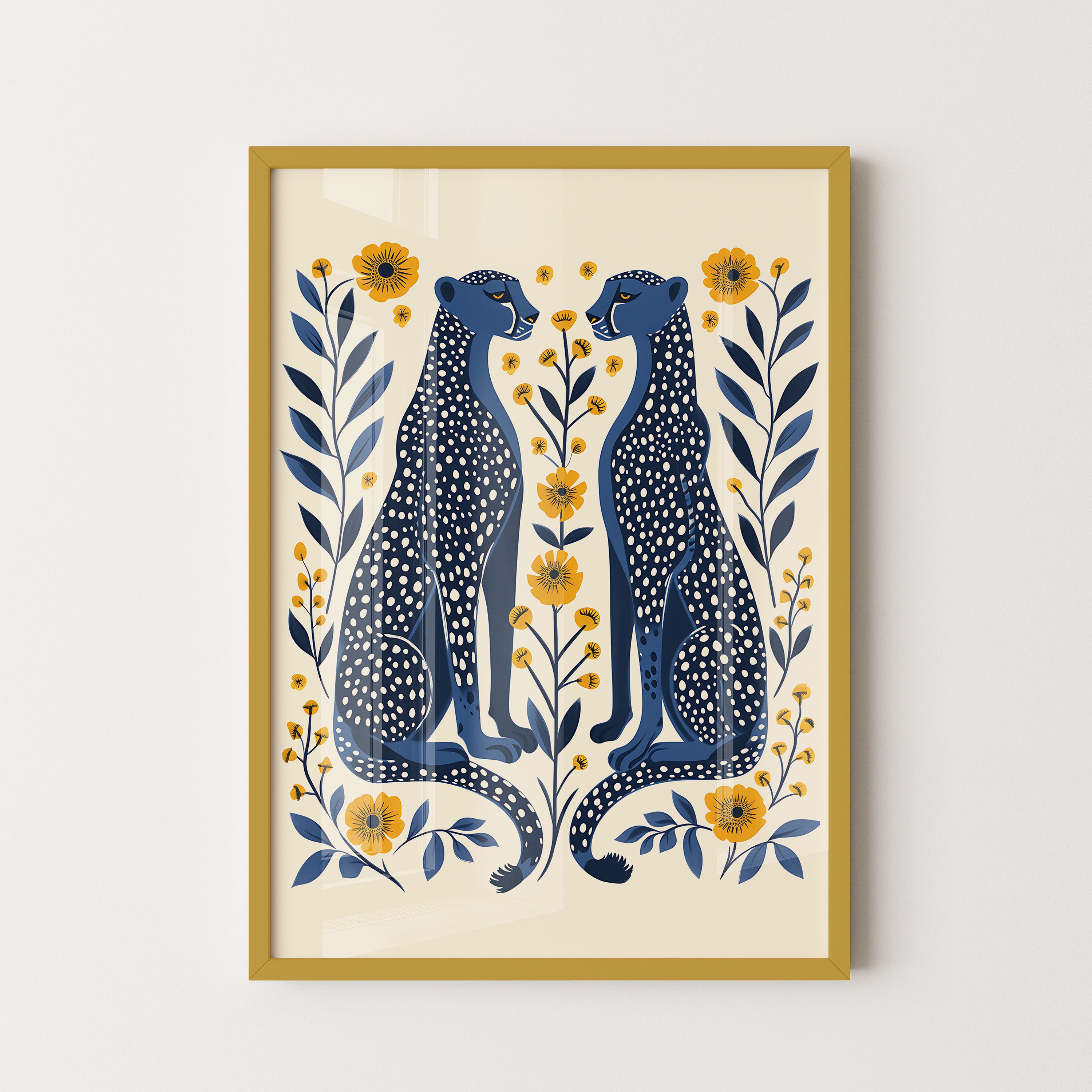 Twin Cheetahs with Floral Pattern
