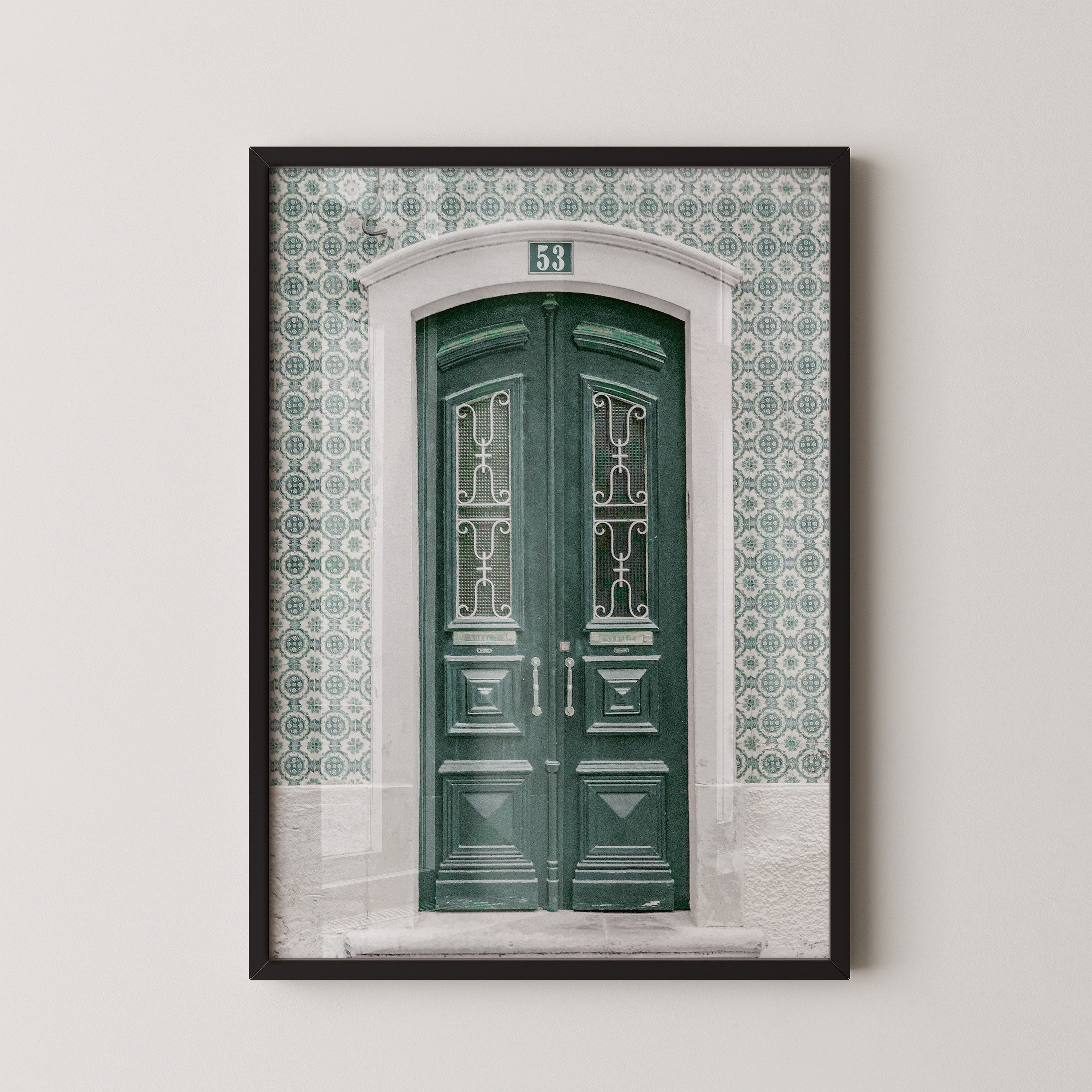 Vintage Green Door With Tile Pattern