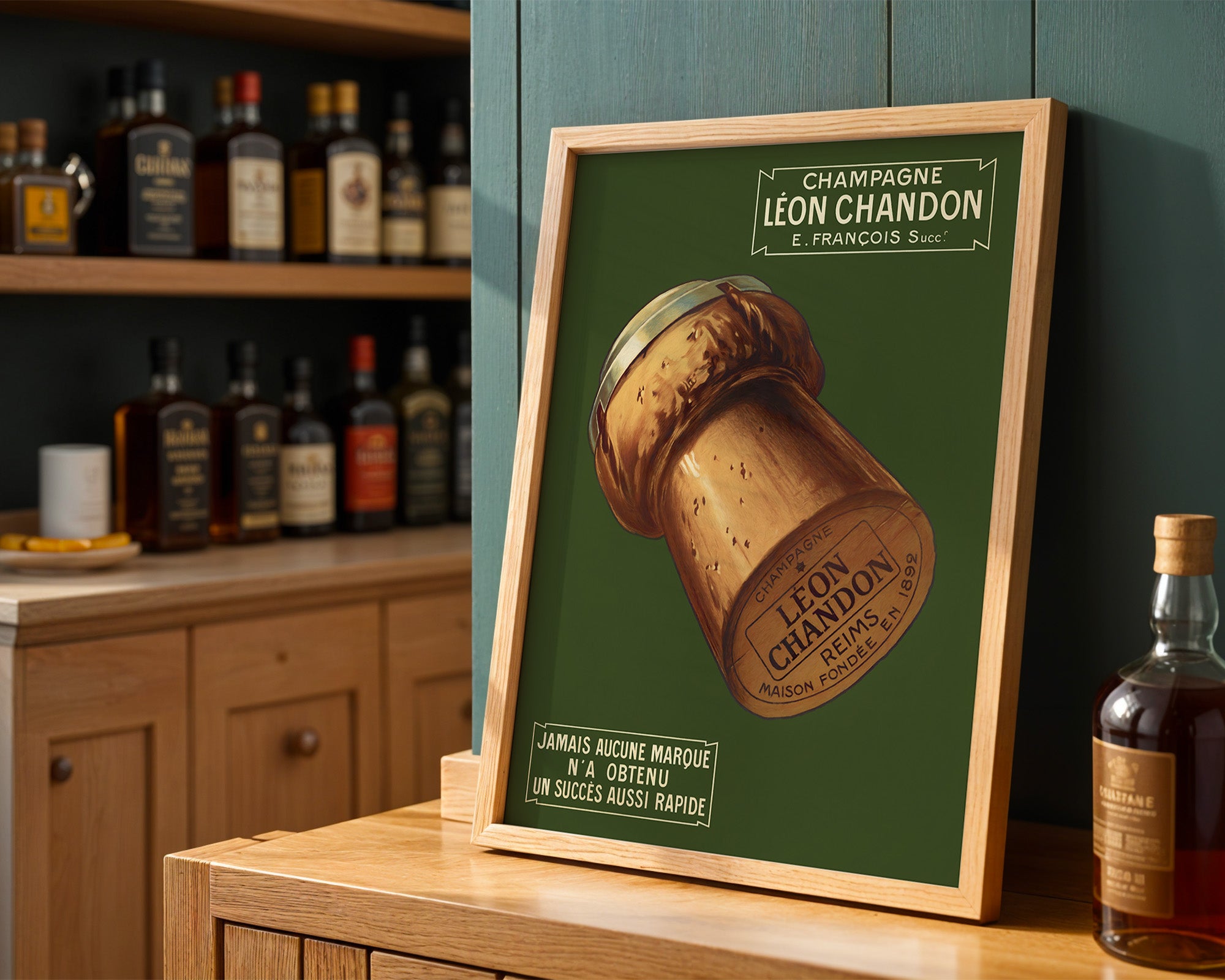 Vintage Champagne Cork Poster – Léon Chandon Edition