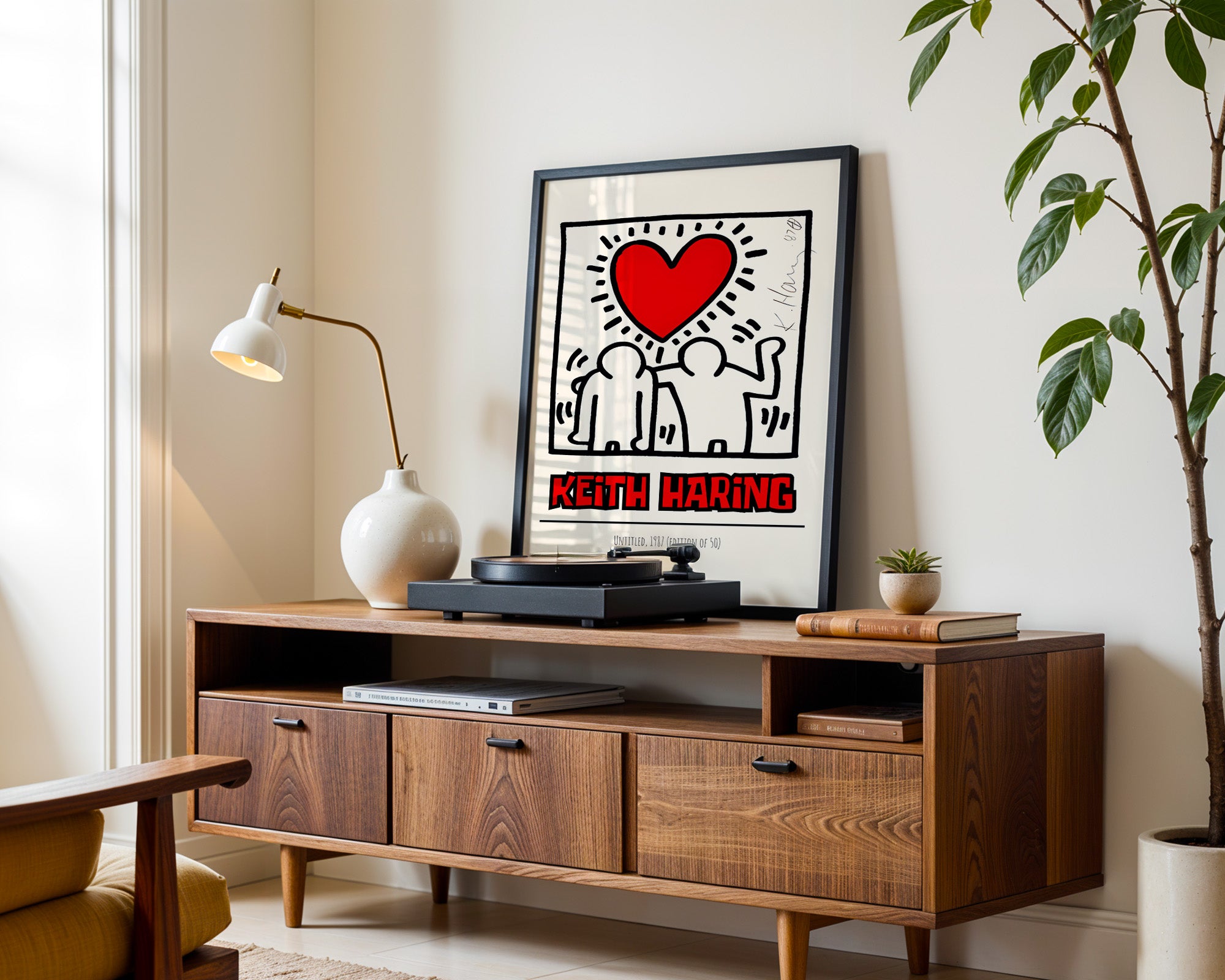 Heart & Figures – Bold Line Art Poster