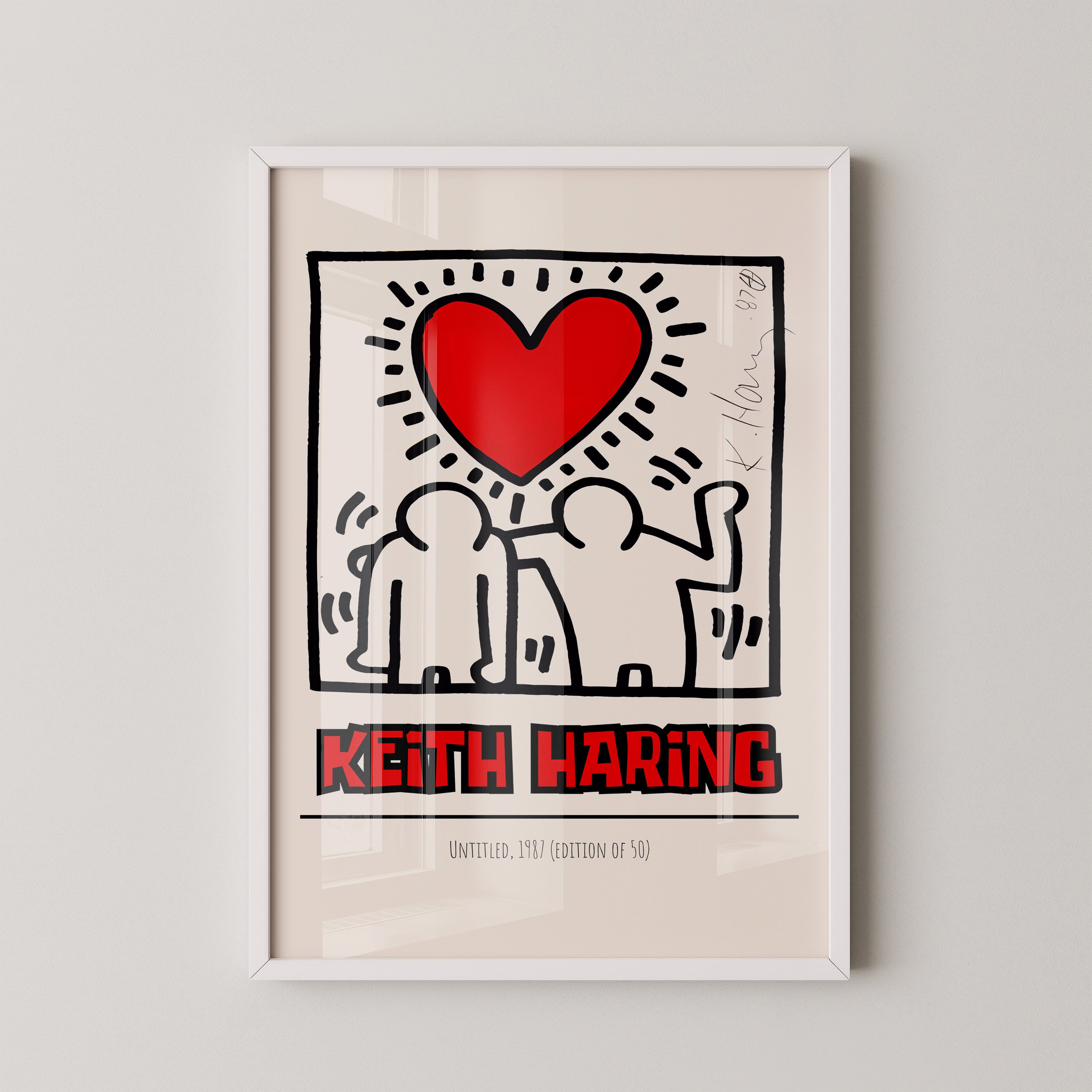 Heart & Figures – Bold Line Art Poster