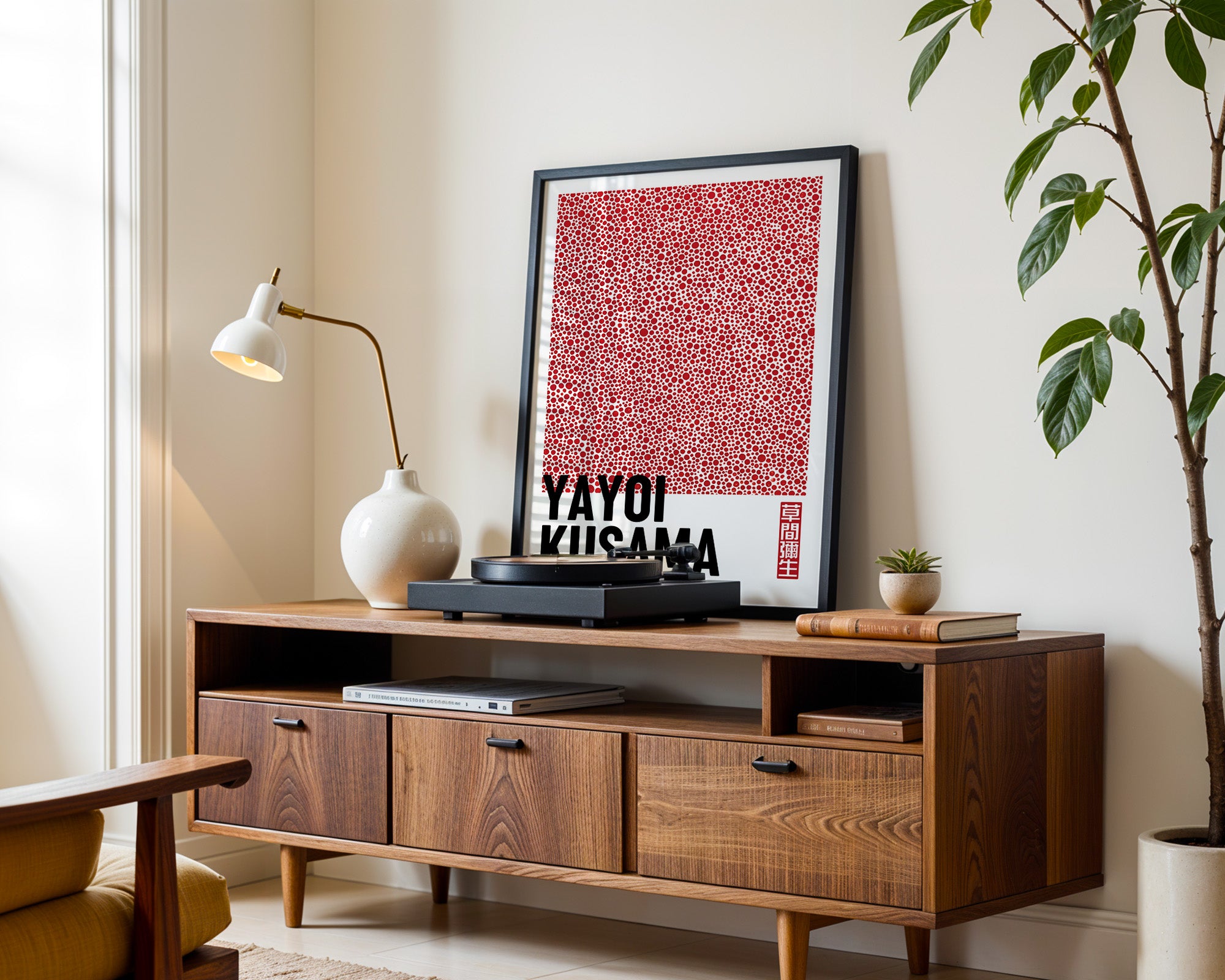 Red Dot Abstraction Art Poster