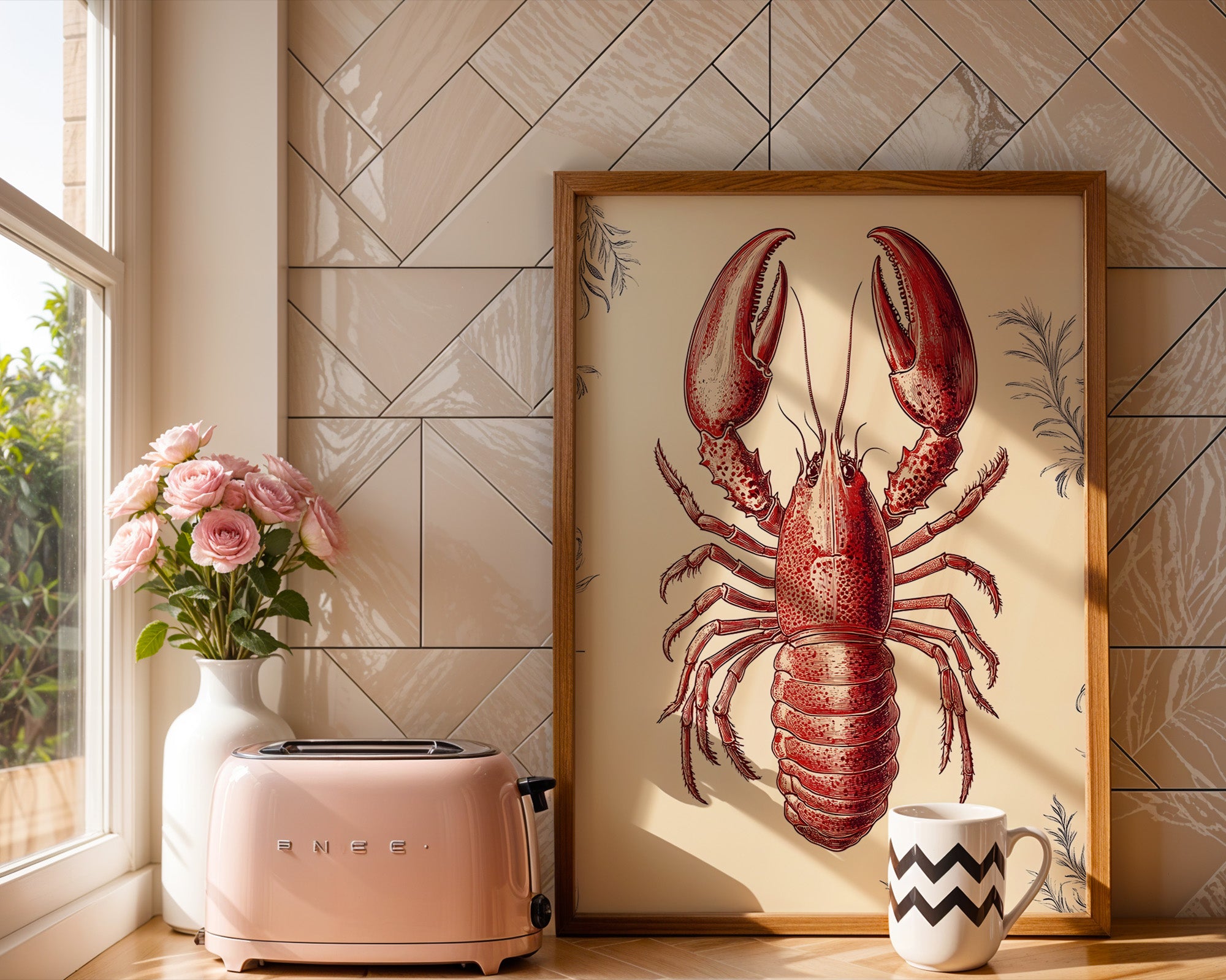 Vintage Scarlet Lobster Study