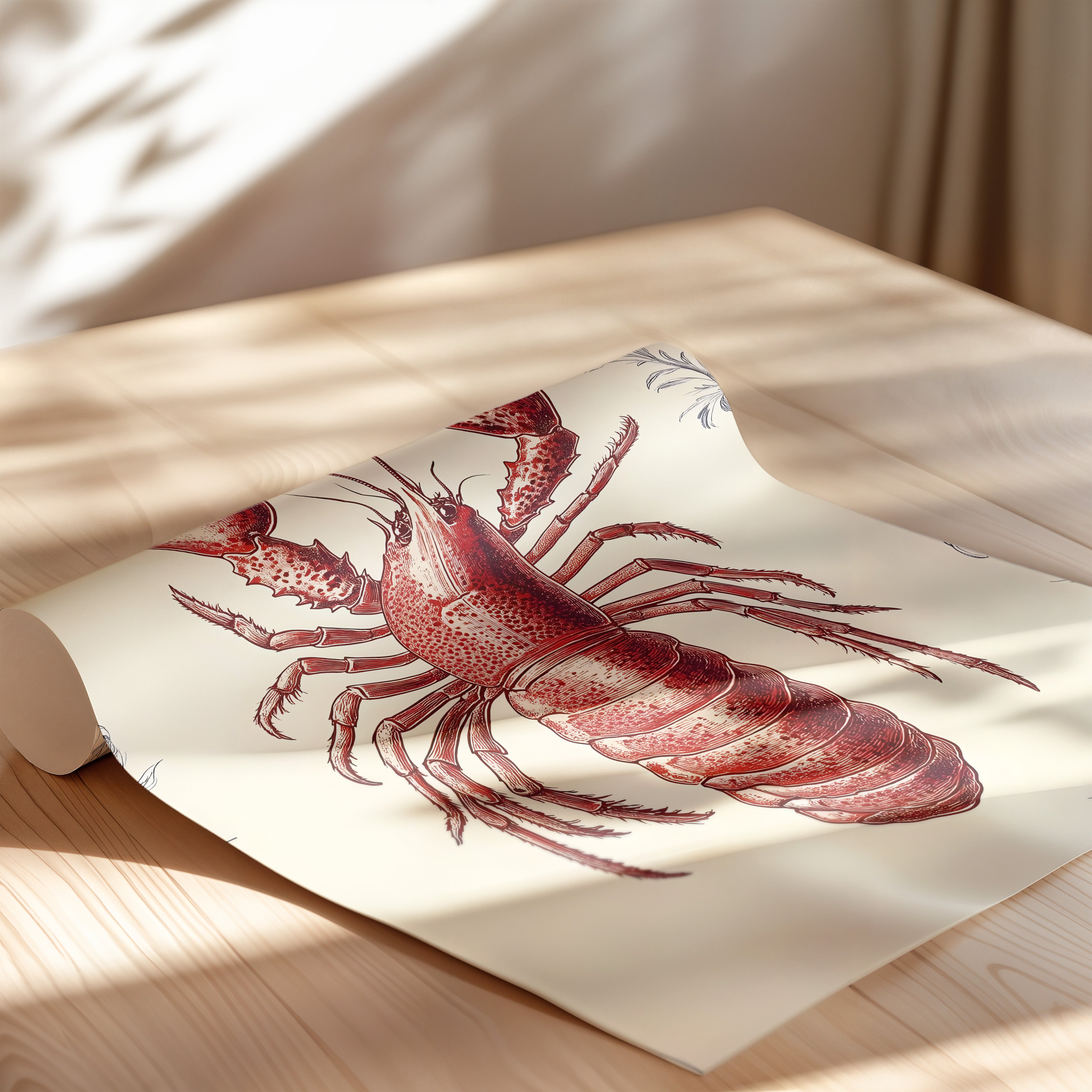 Vintage Scarlet Lobster Study
