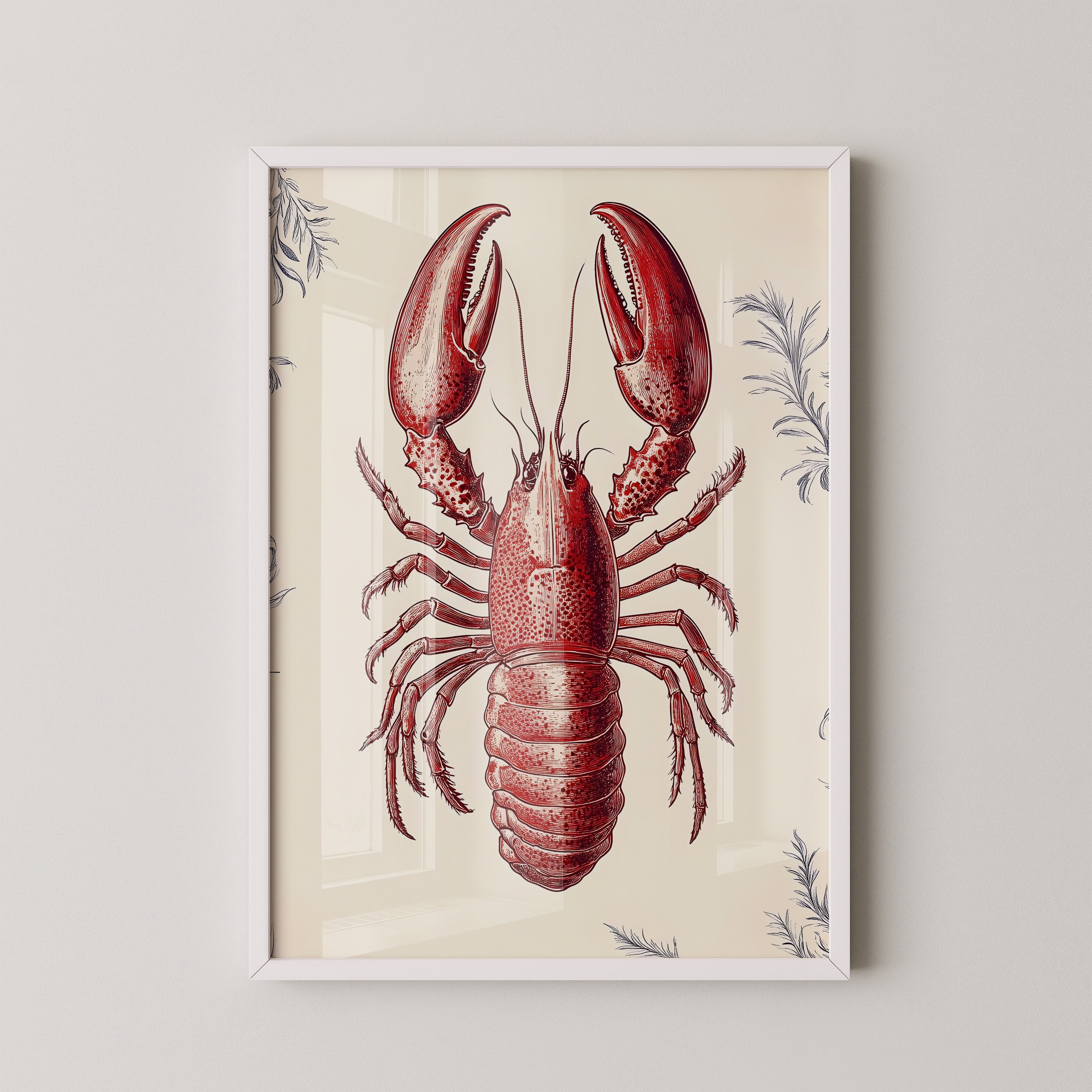 Vintage Scarlet Lobster Study