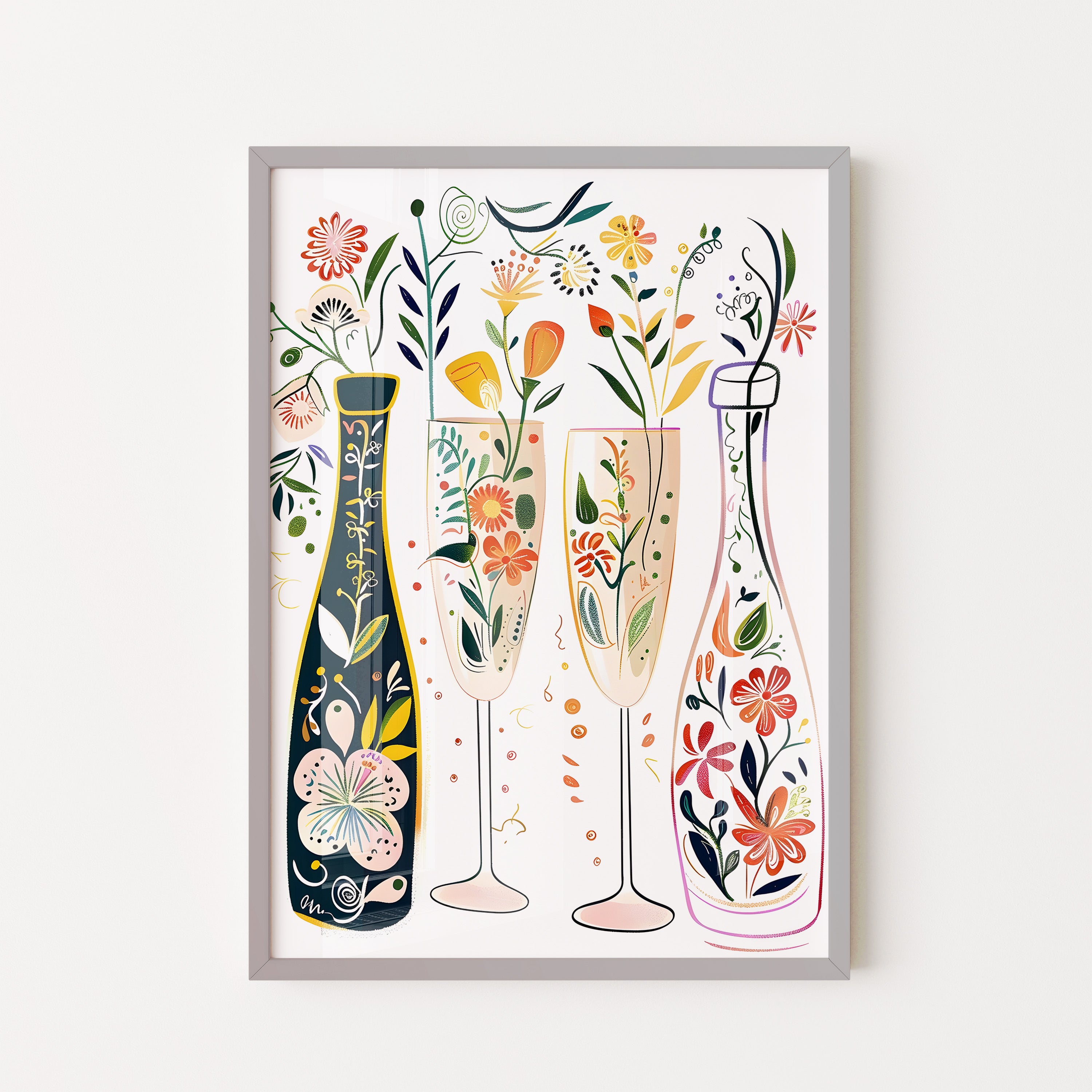 Floral Bottles & Champagne Blooms