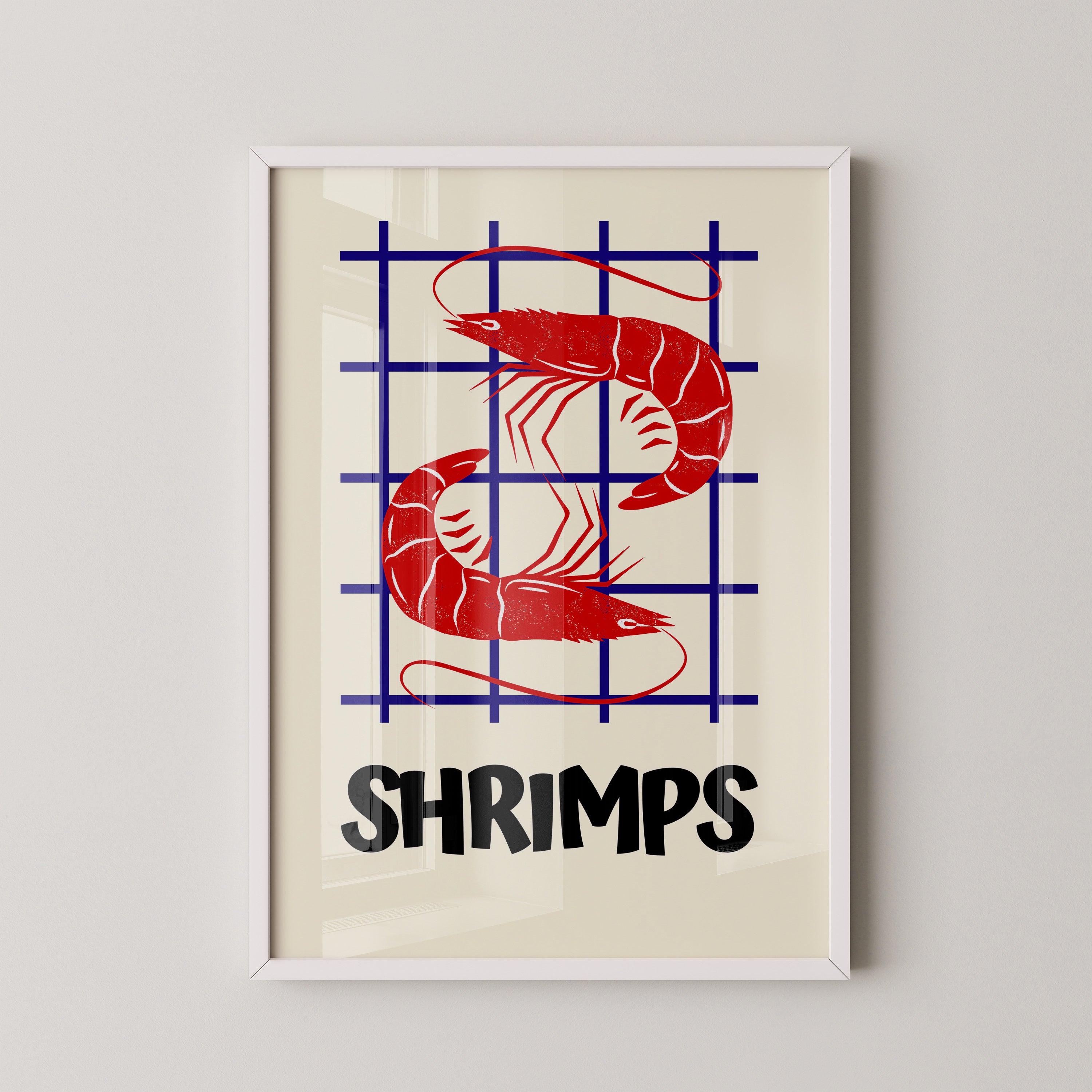 Shrimps on Grid — Retro Kitchen Print