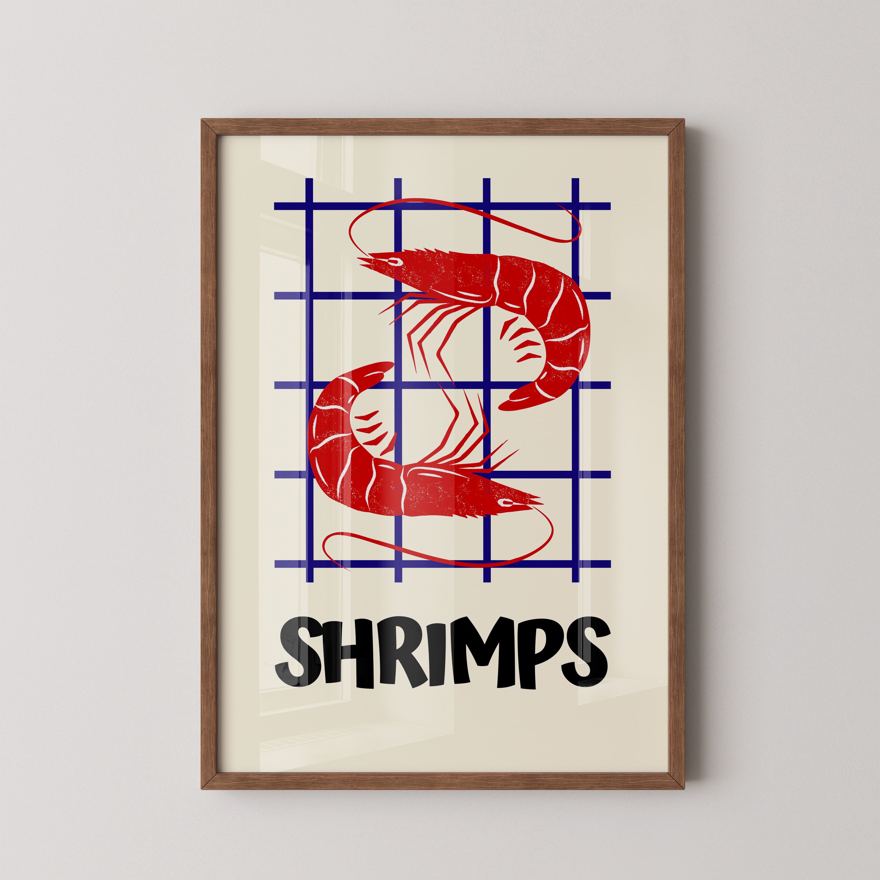 Shrimps on Grid — Retro Kitchen Print