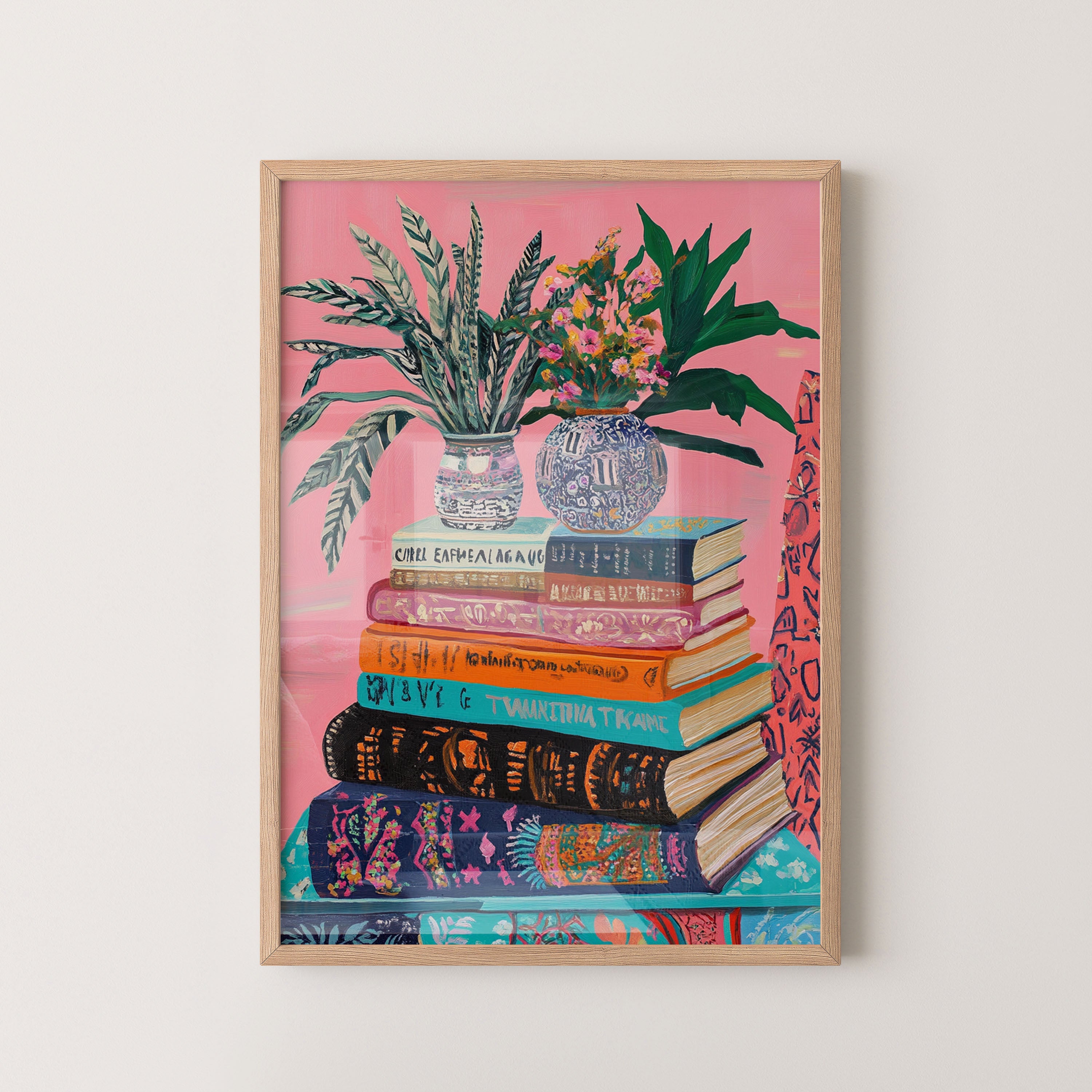Botanical Library — Floral & Bookshelf Art