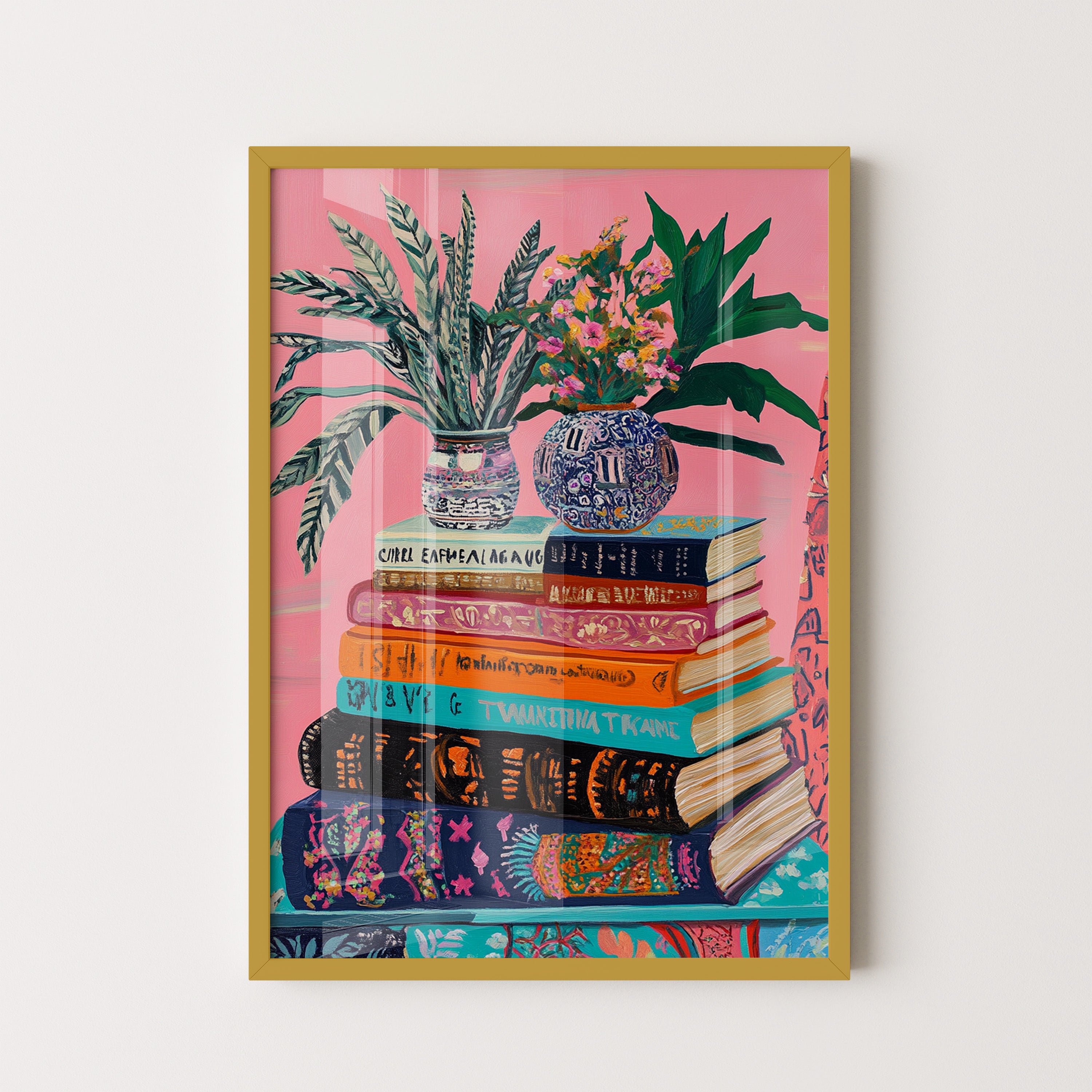 Botanical Library — Floral & Bookshelf Art