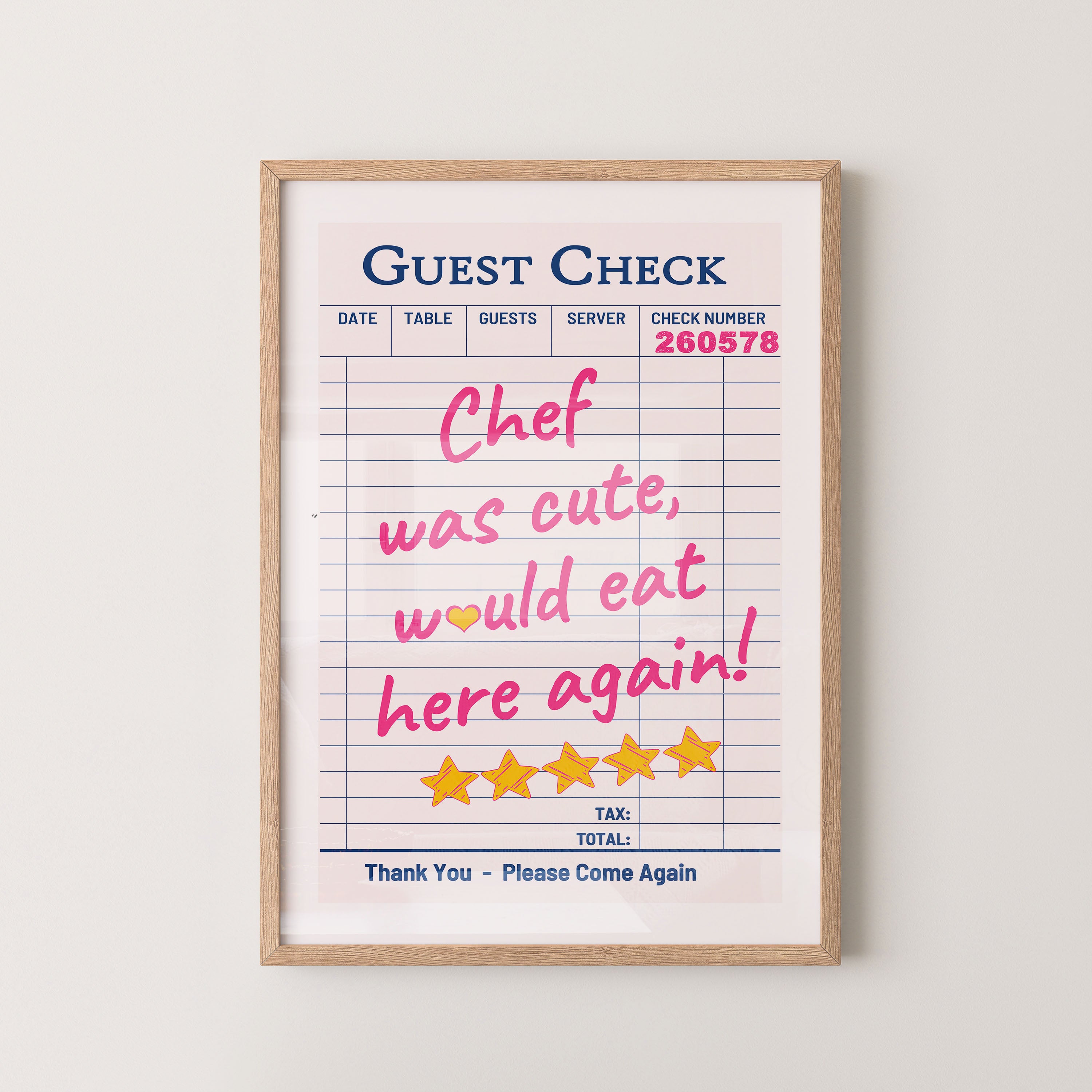 Guest Check — Cute Chef Edition