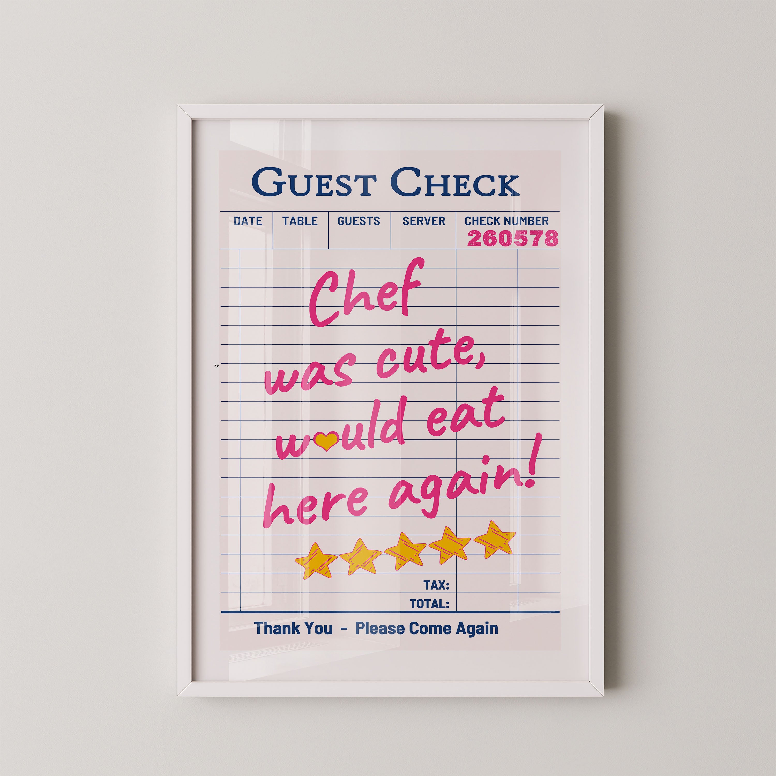 Guest Check — Cute Chef Edition