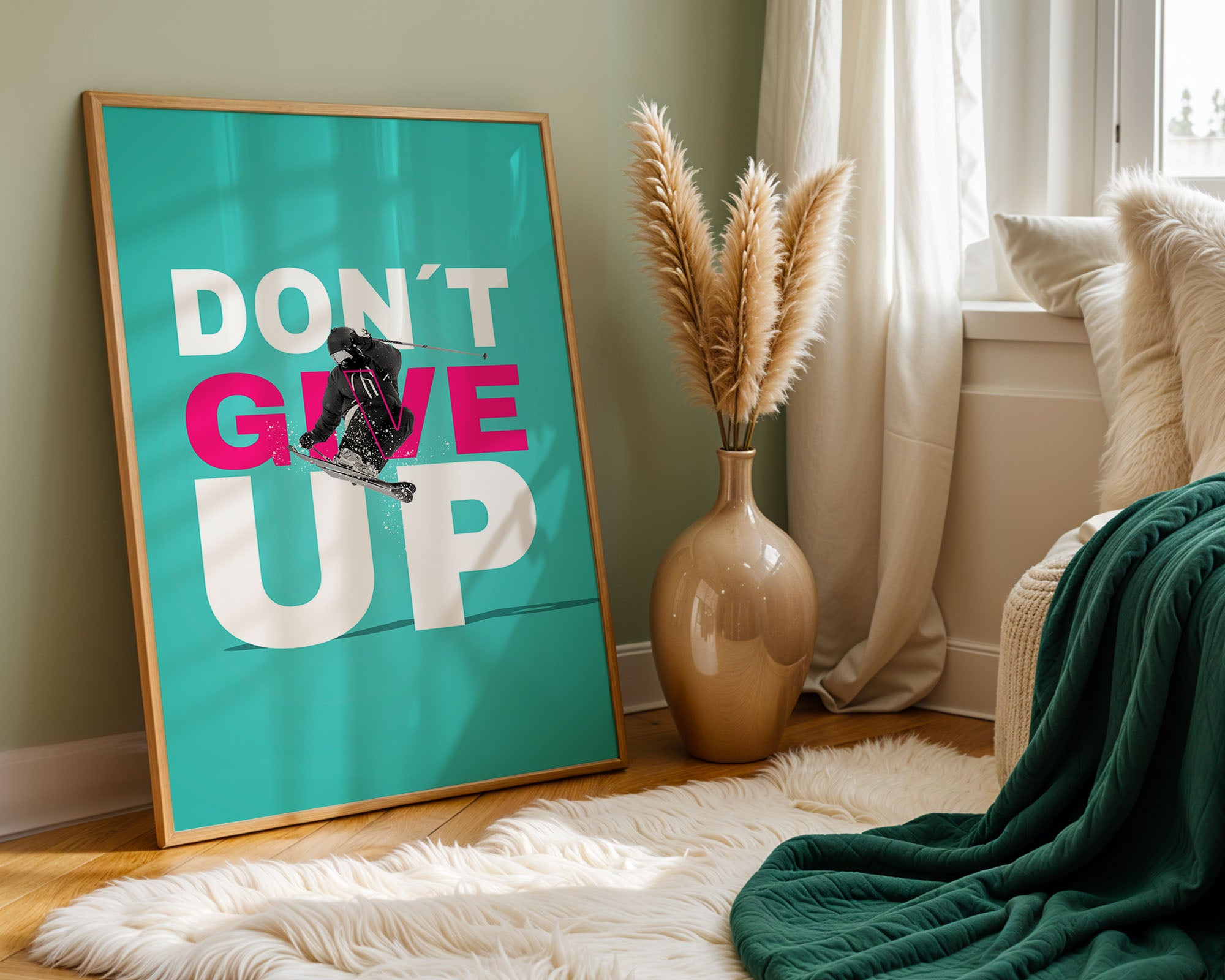 Don’t Give Up – Ski Motivation Poster