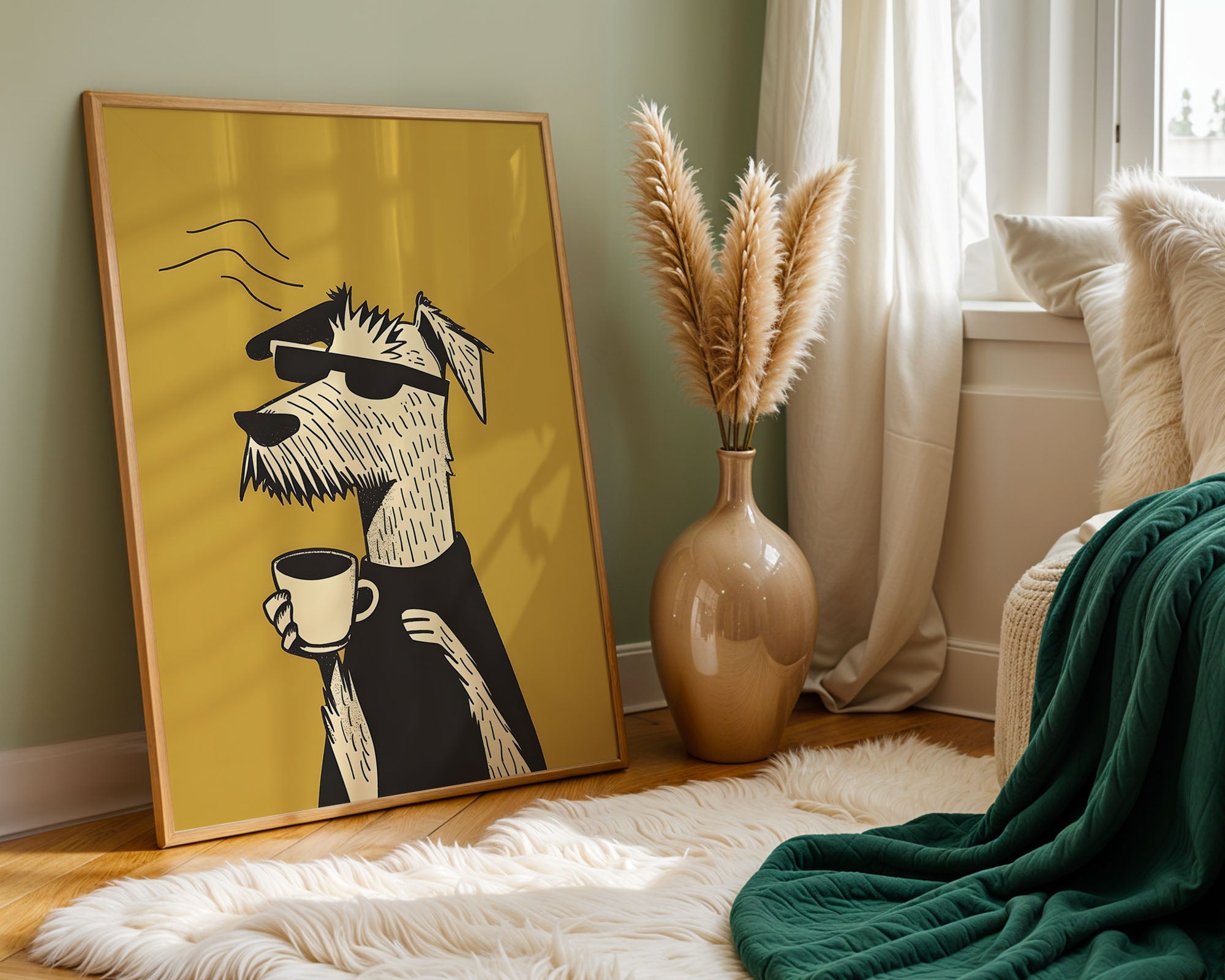 Coffee Break Dog Illustration