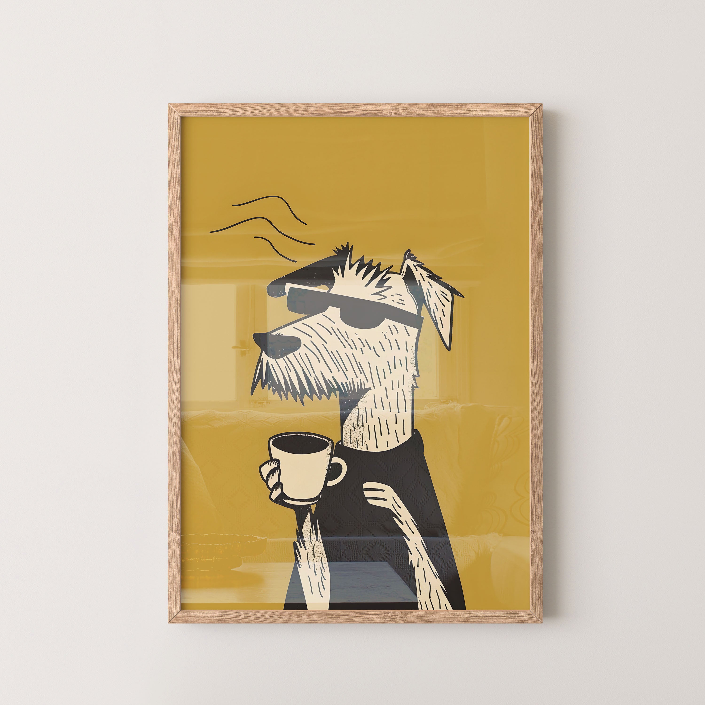 Coffee Break Dog Illustration