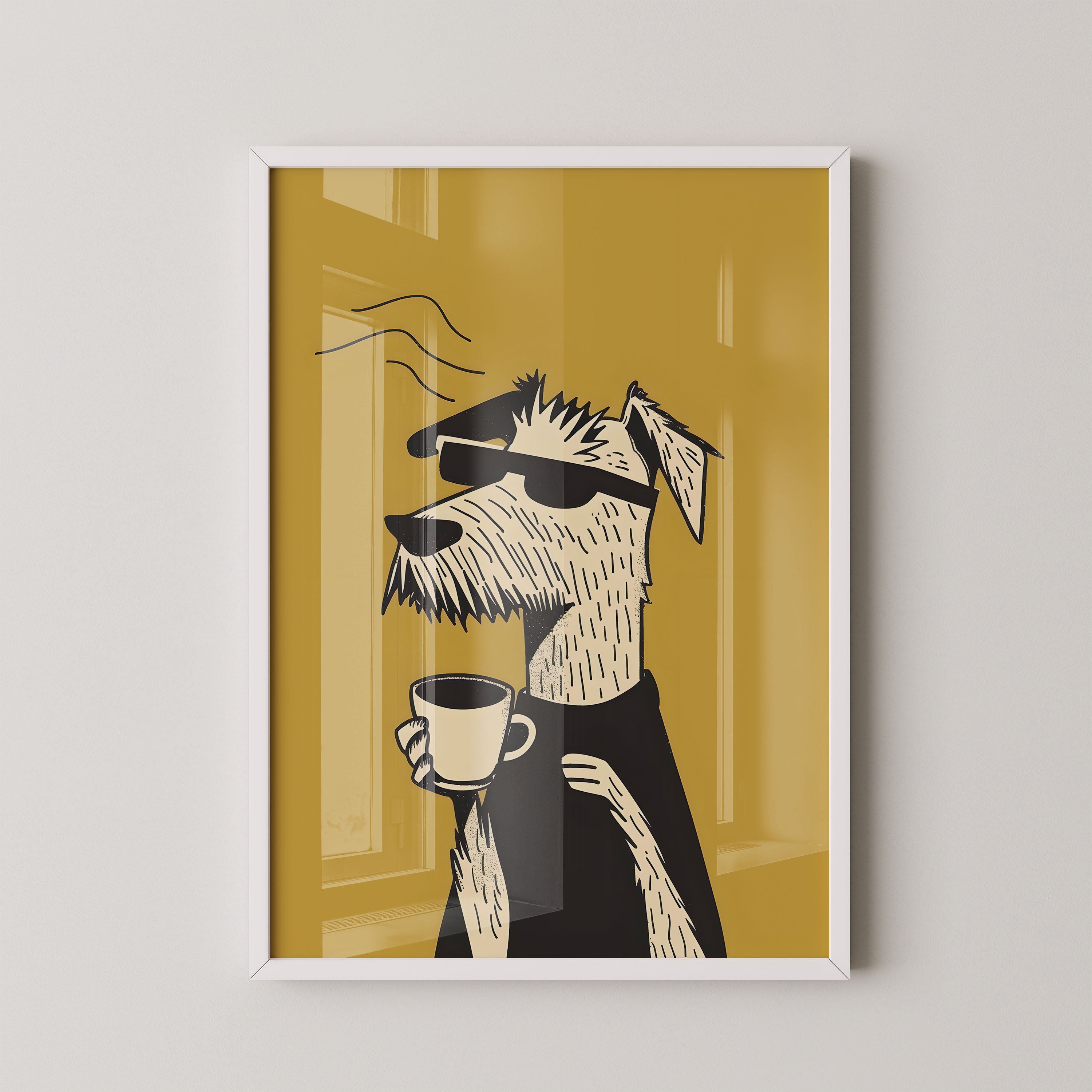 Coffee Break Dog Illustration