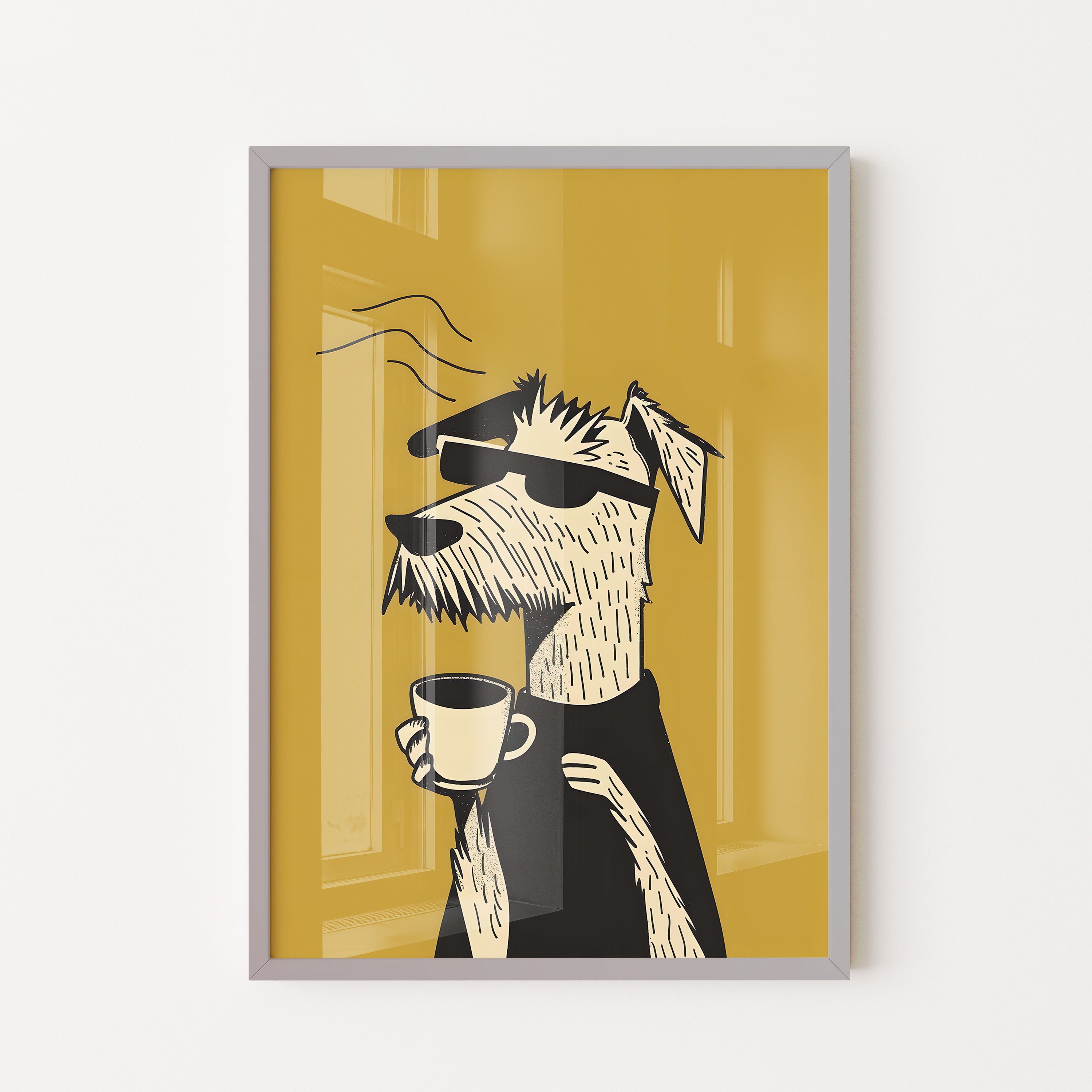 Coffee Break Dog Illustration
