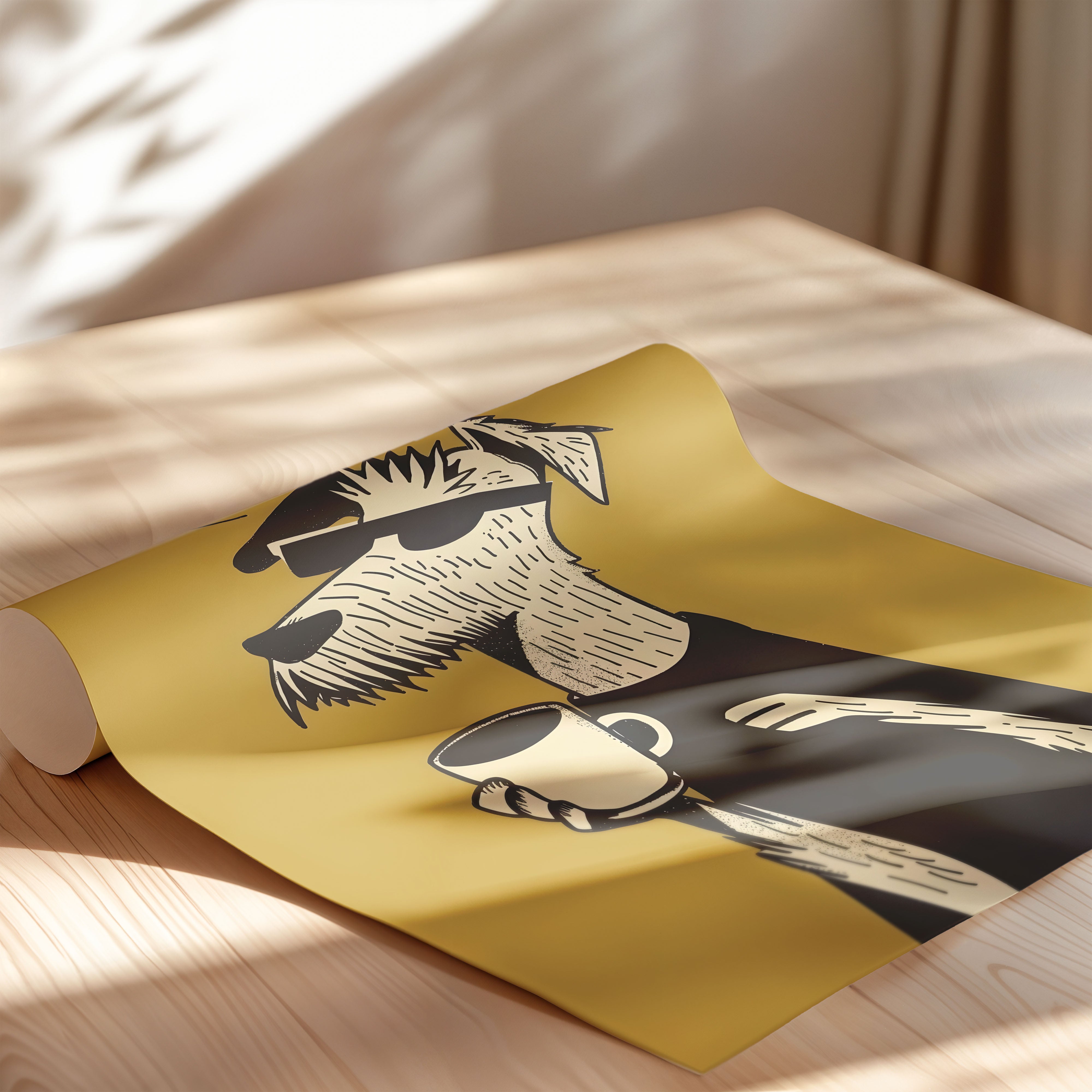 Coffee Break Dog Illustration