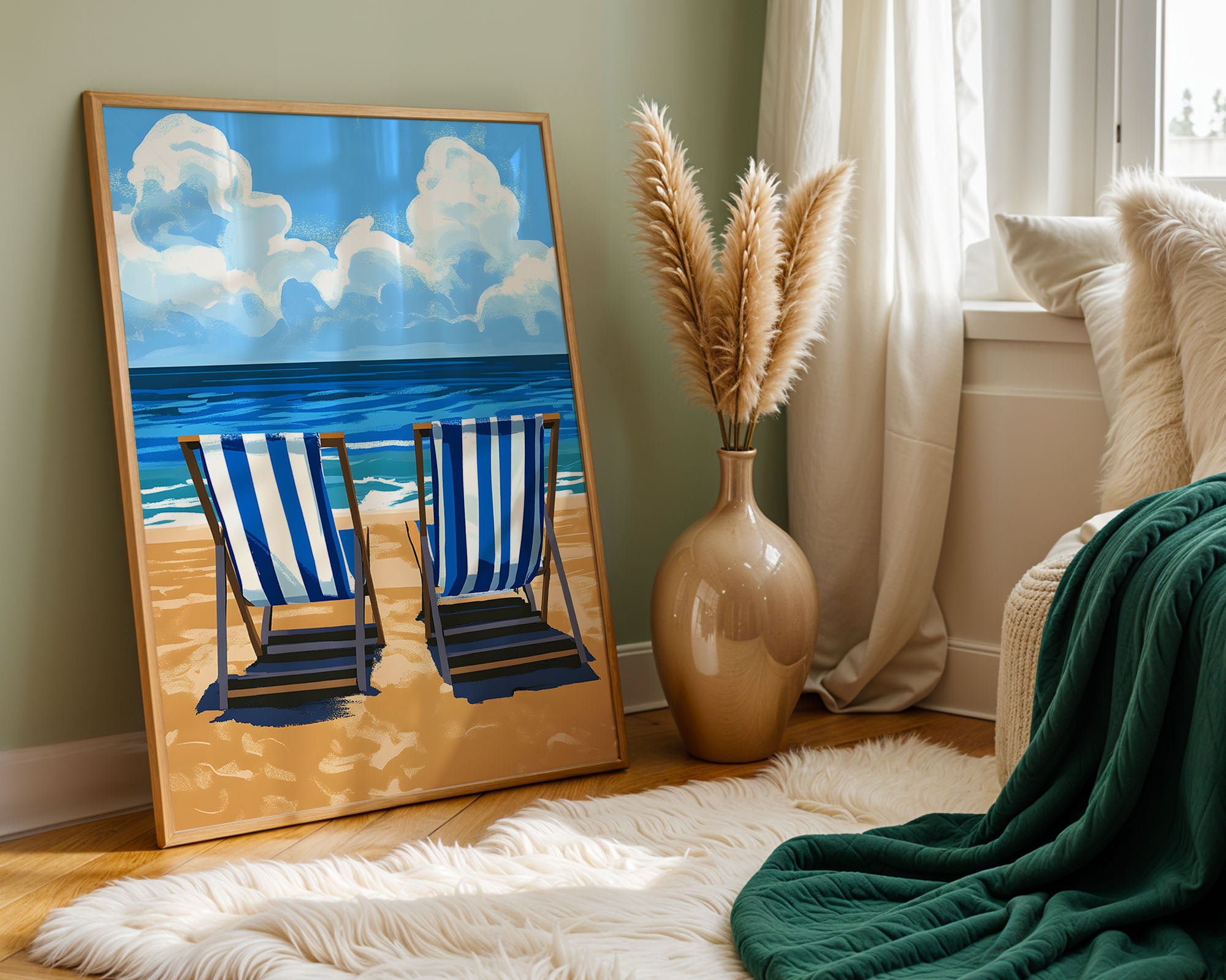 Beach Chairs View – Summer Coastal Art