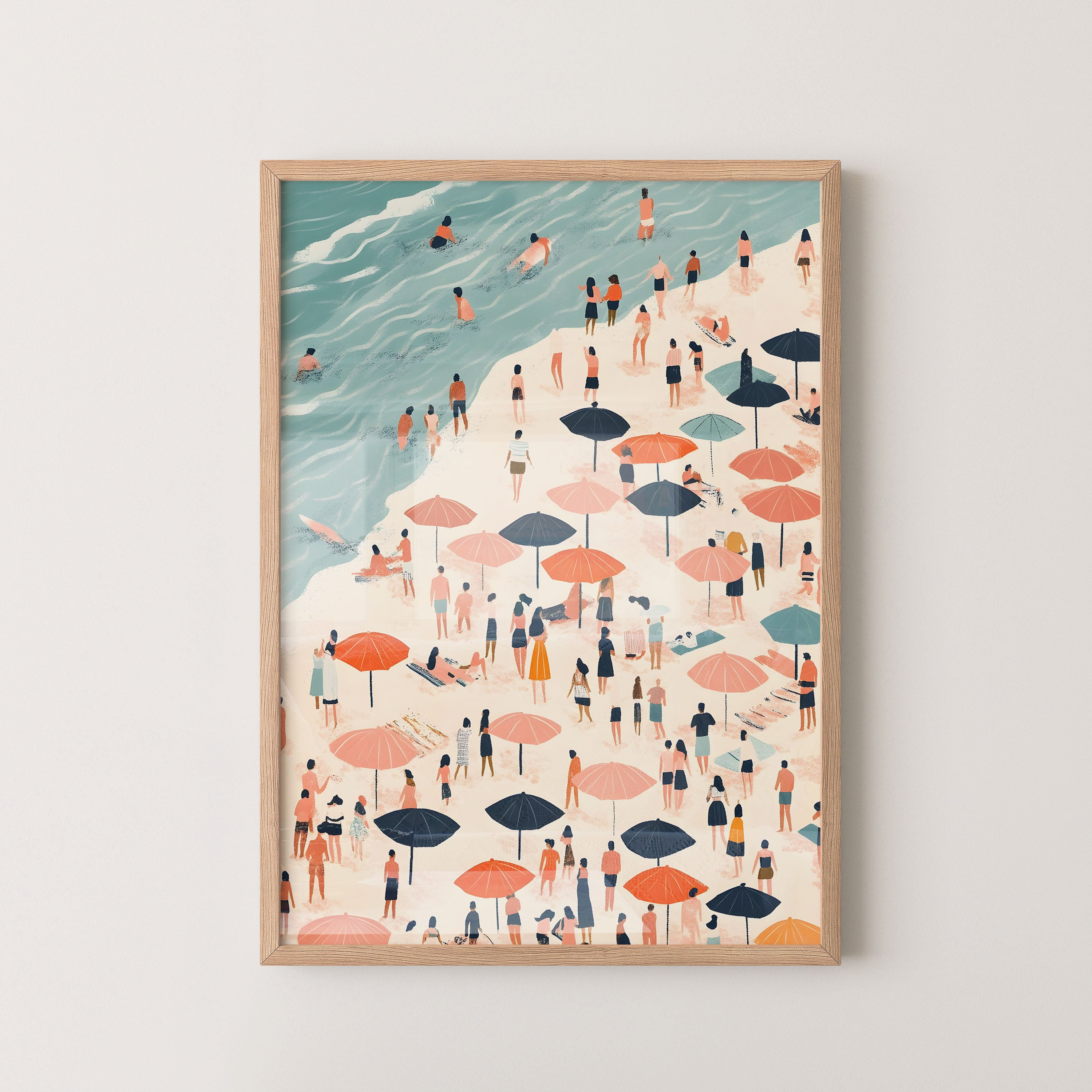 Crowded Beach Day – Coastal Summer Art