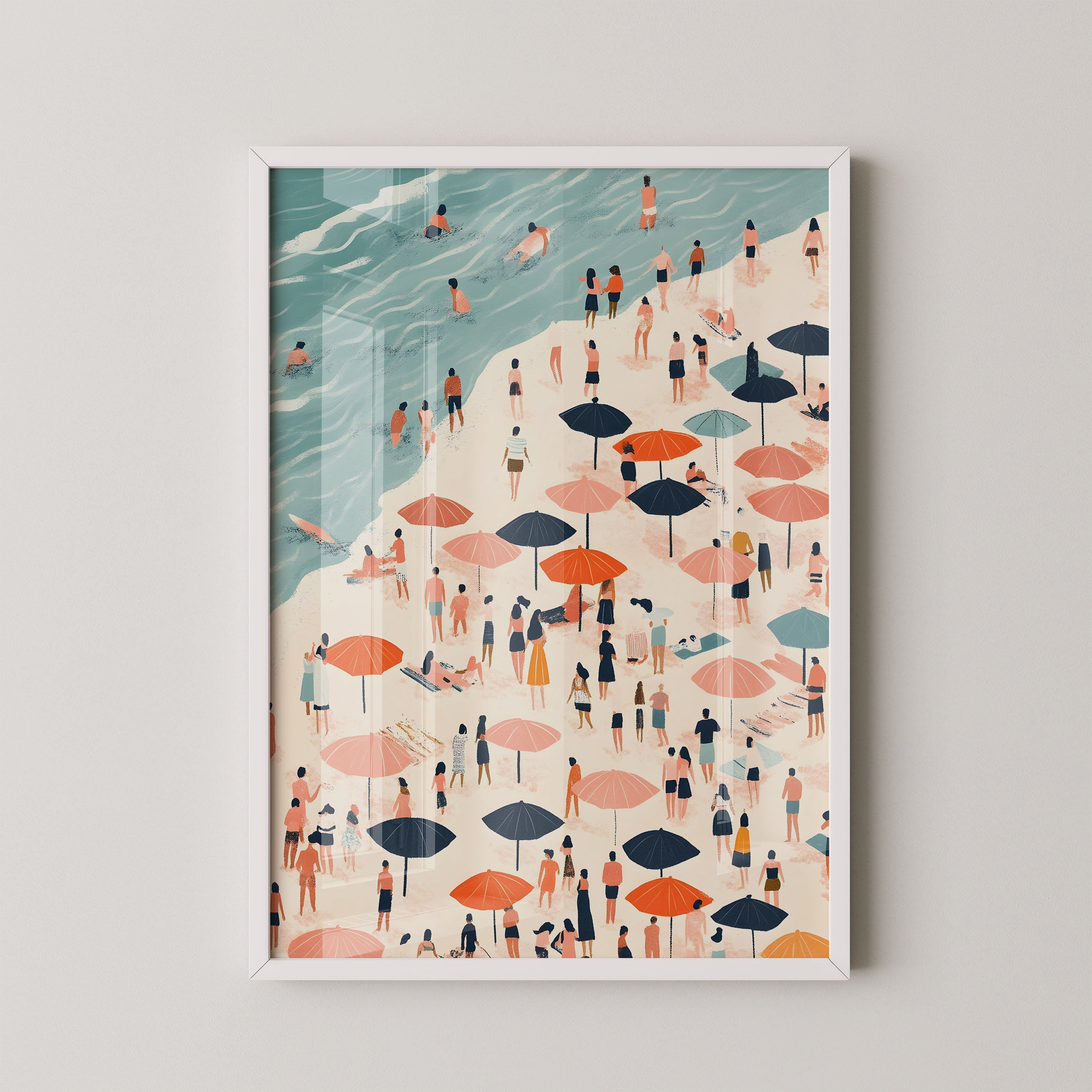 Crowded Beach Day – Coastal Summer Art